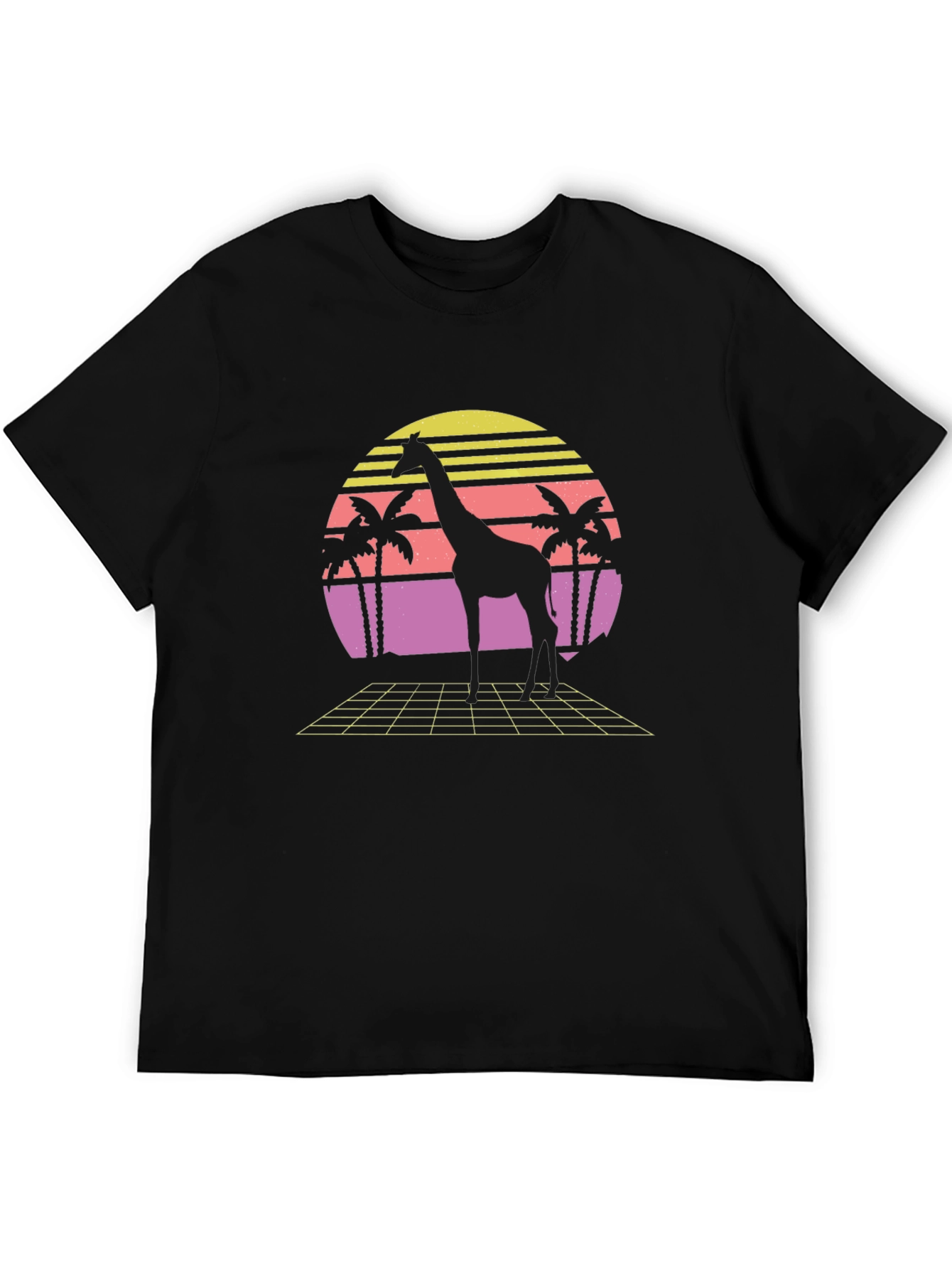 Retro Giraffe Sunset Graphic T-Shirt