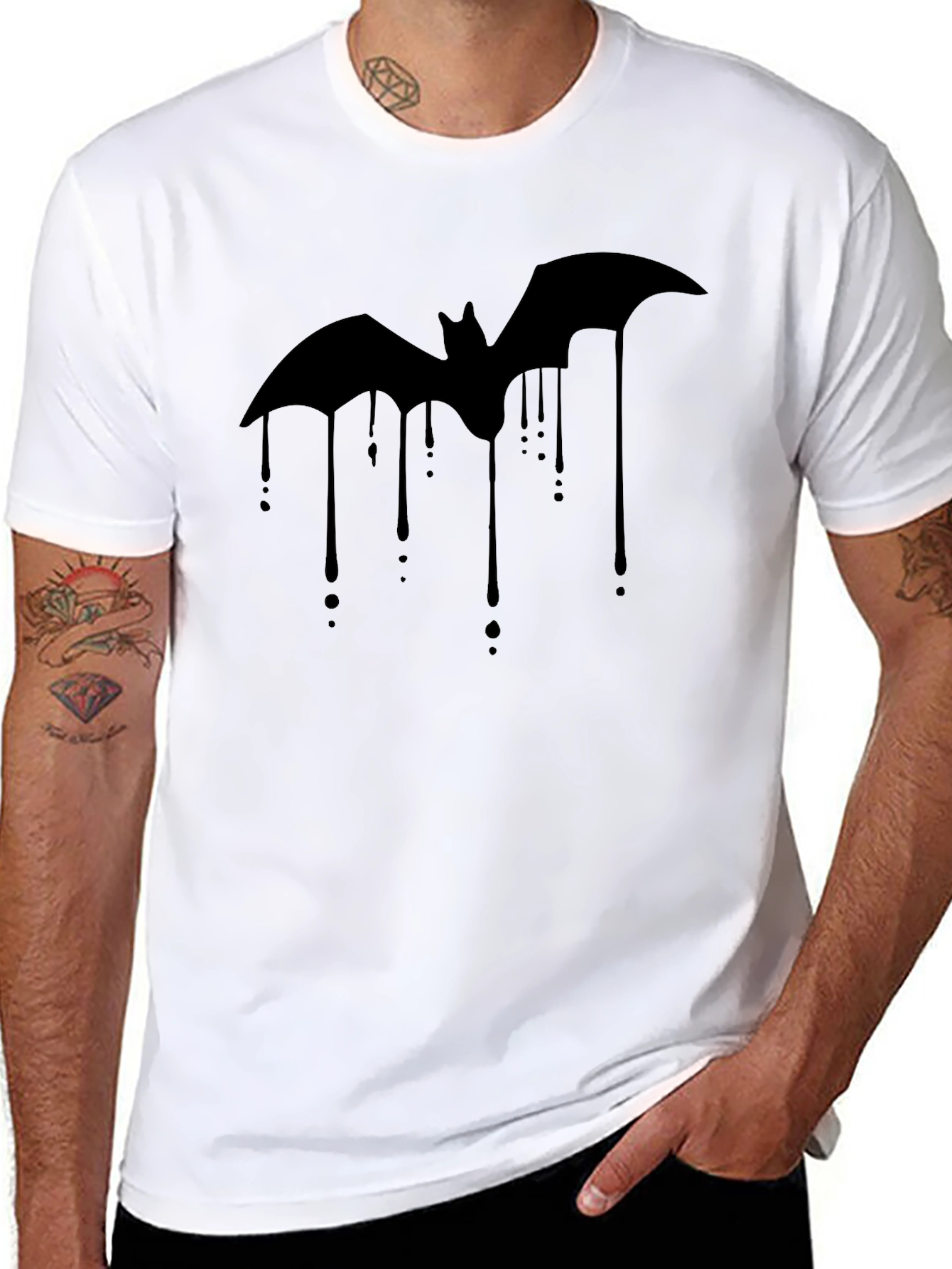 Bat Drip Graphic Tee - Mens Black T-Shirt