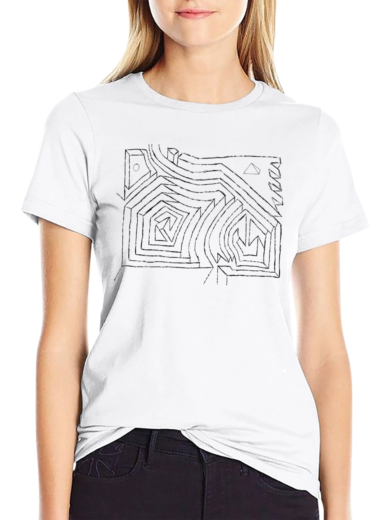 Abstract Maze Graphic Print T-Shirt