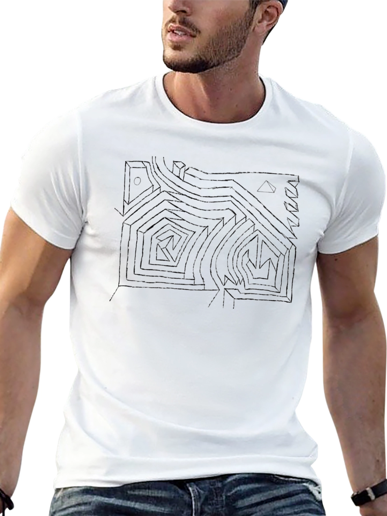 Abstract Maze Graphic Print T-Shirt
