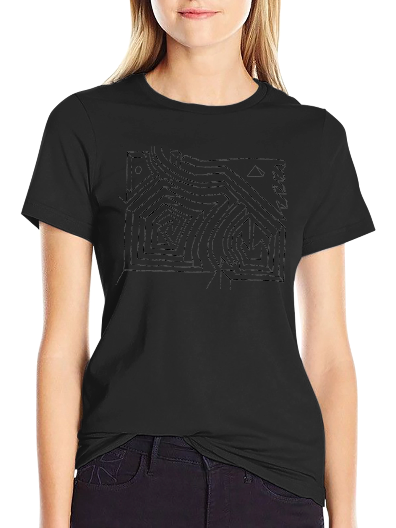 Abstract Maze Graphic Print T-Shirt