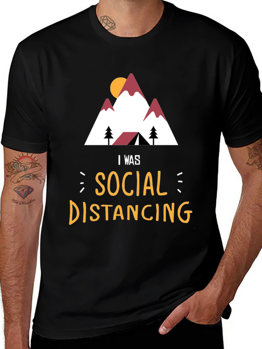 Social Distancing Mountain T-Shirt - Funny Camping Tee