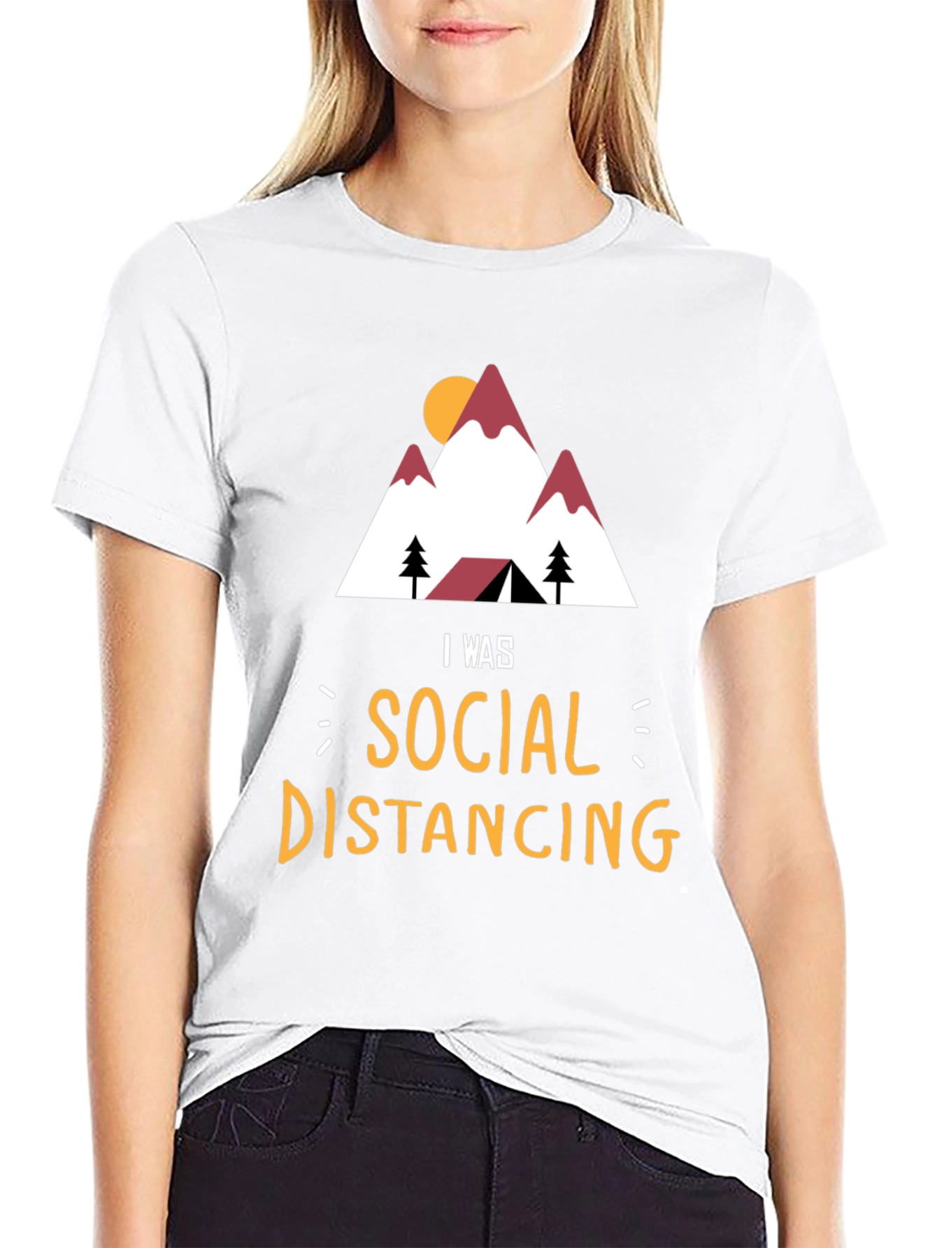 Social Distancing Mountain T-Shirt - Funny Camping Tee