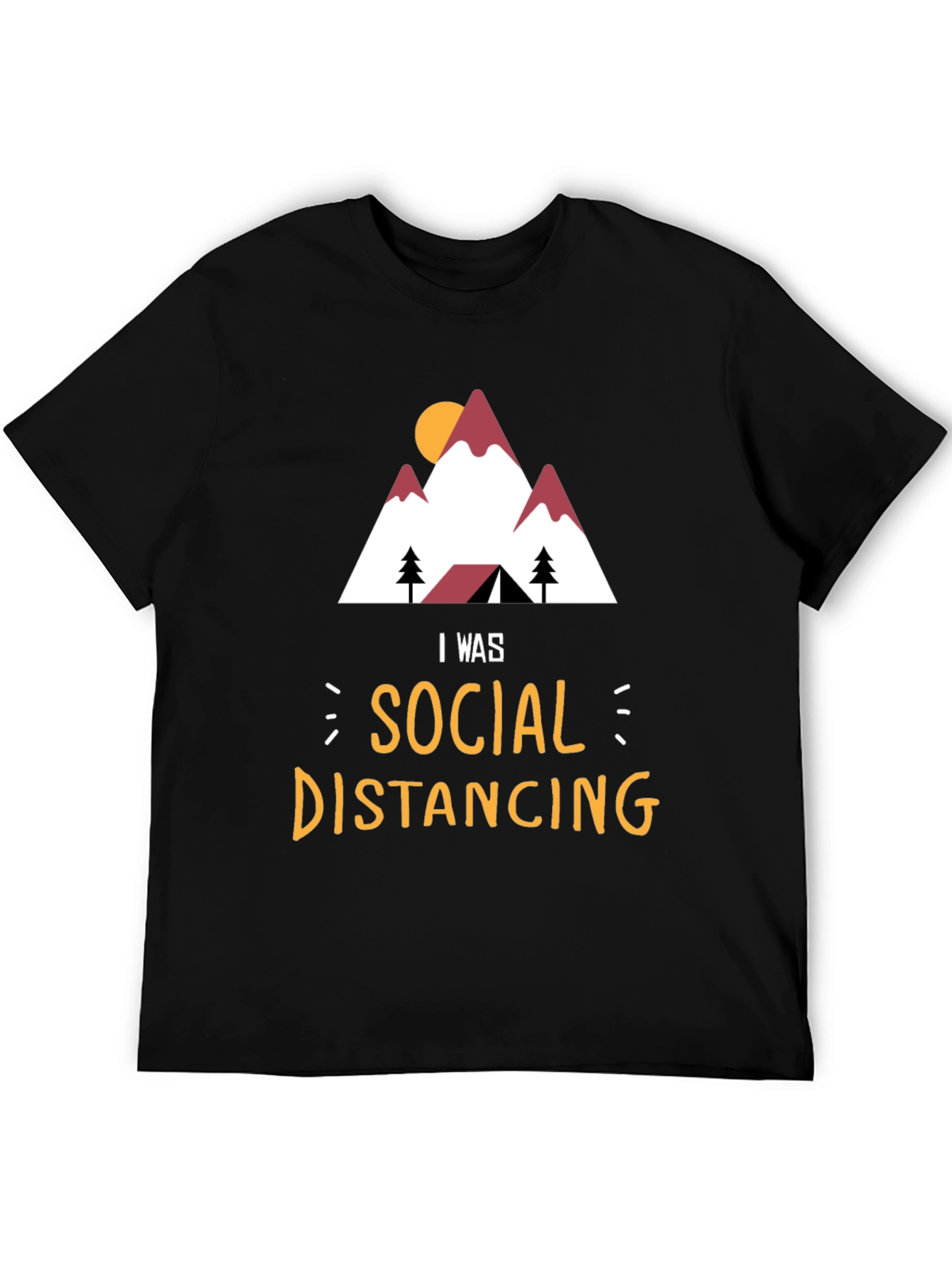 Social Distancing Mountain T-Shirt - Funny Camping Tee