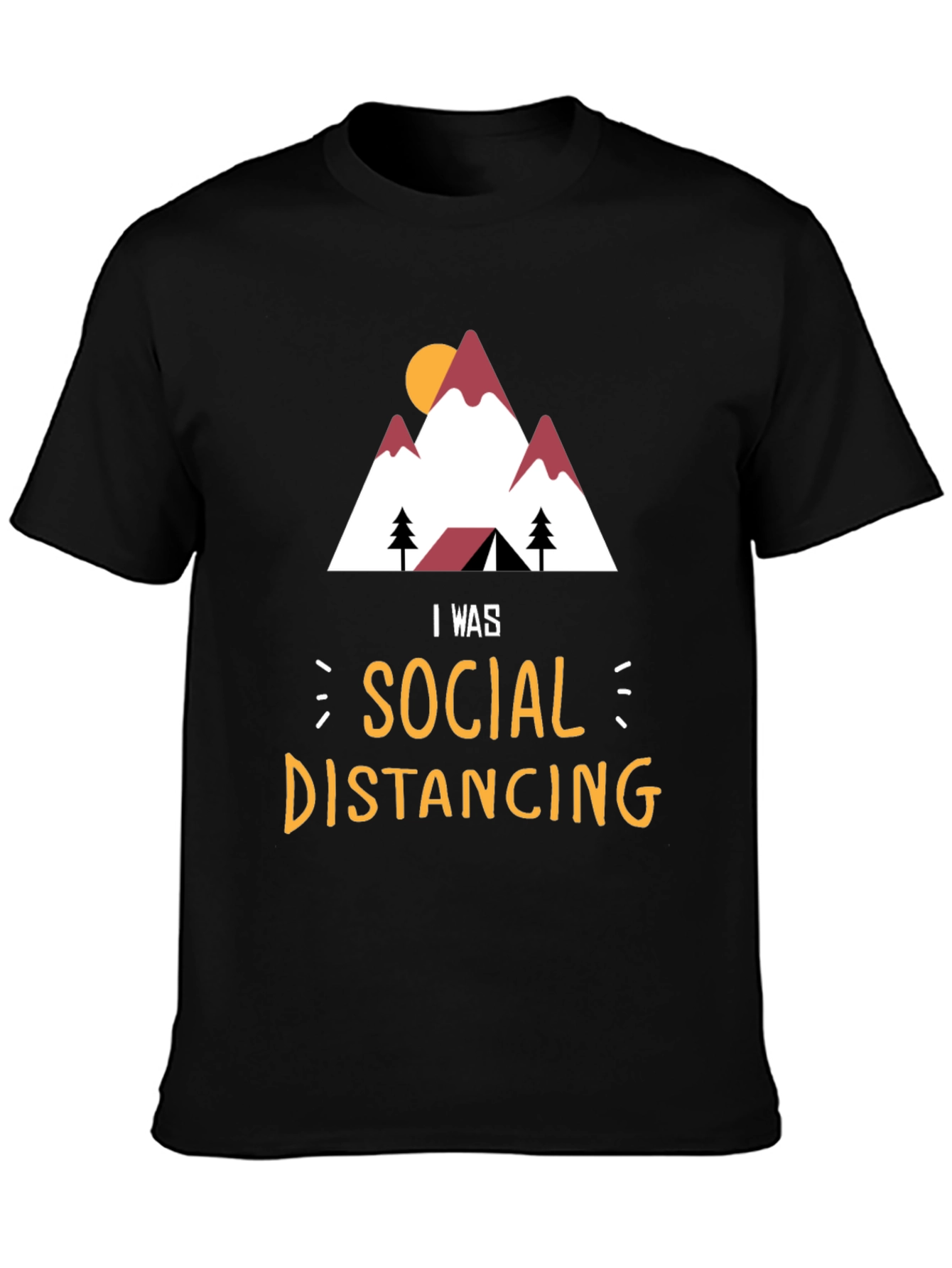 Social Distancing Mountain T-Shirt - Funny Camping Tee