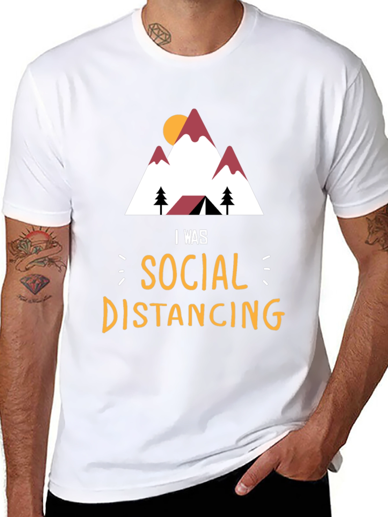 Social Distancing Mountain T-Shirt - Funny Camping Tee