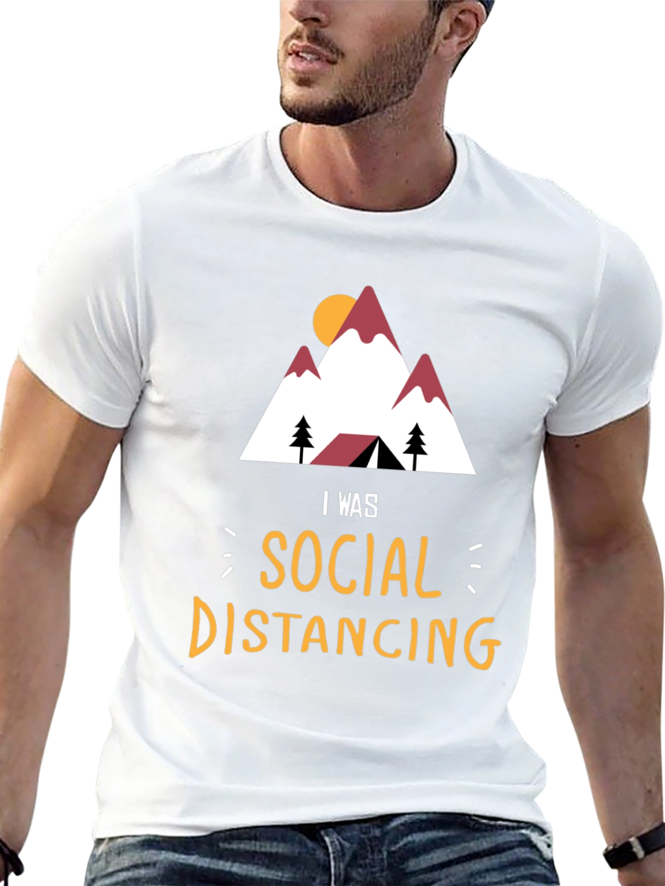 Social Distancing Mountain T-Shirt - Funny Camping Tee
