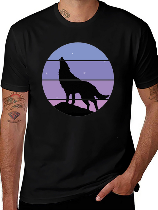 Wolf Howl Silhouette T-Shirt - Retro Style Tee