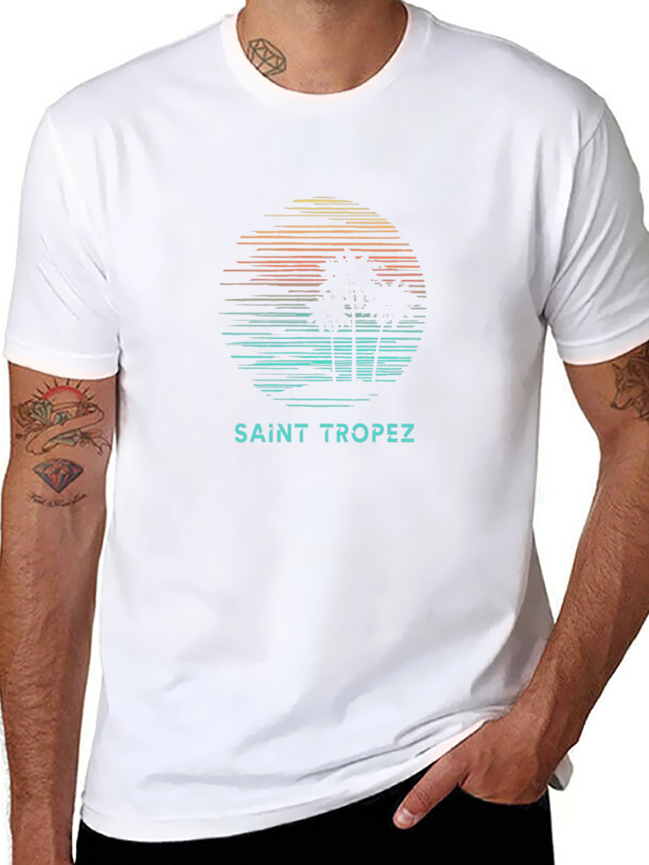 Saint Tropez Palm Tree Graphic T-Shirt
