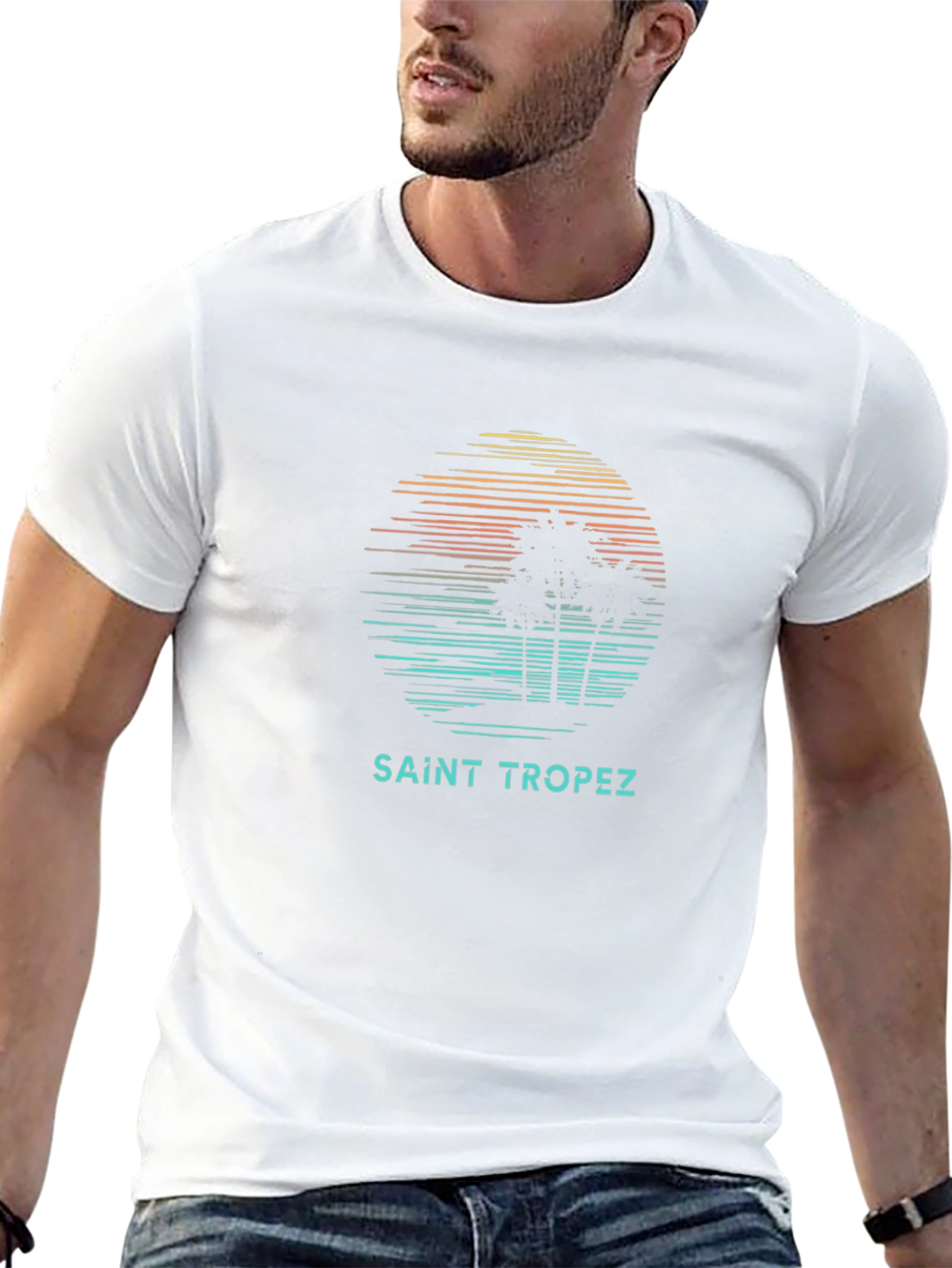 Saint Tropez Palm Tree Graphic T-Shirt