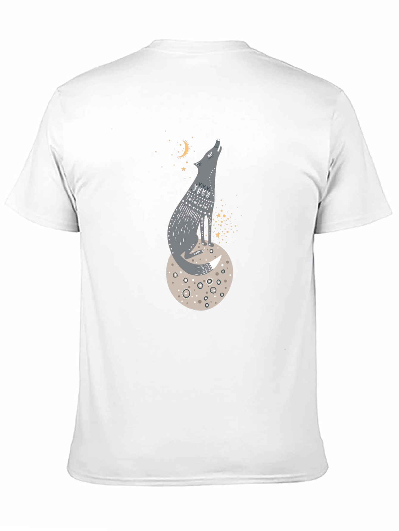 Wolf on Moon Graphic Tee - Black Cotton T-Shirt