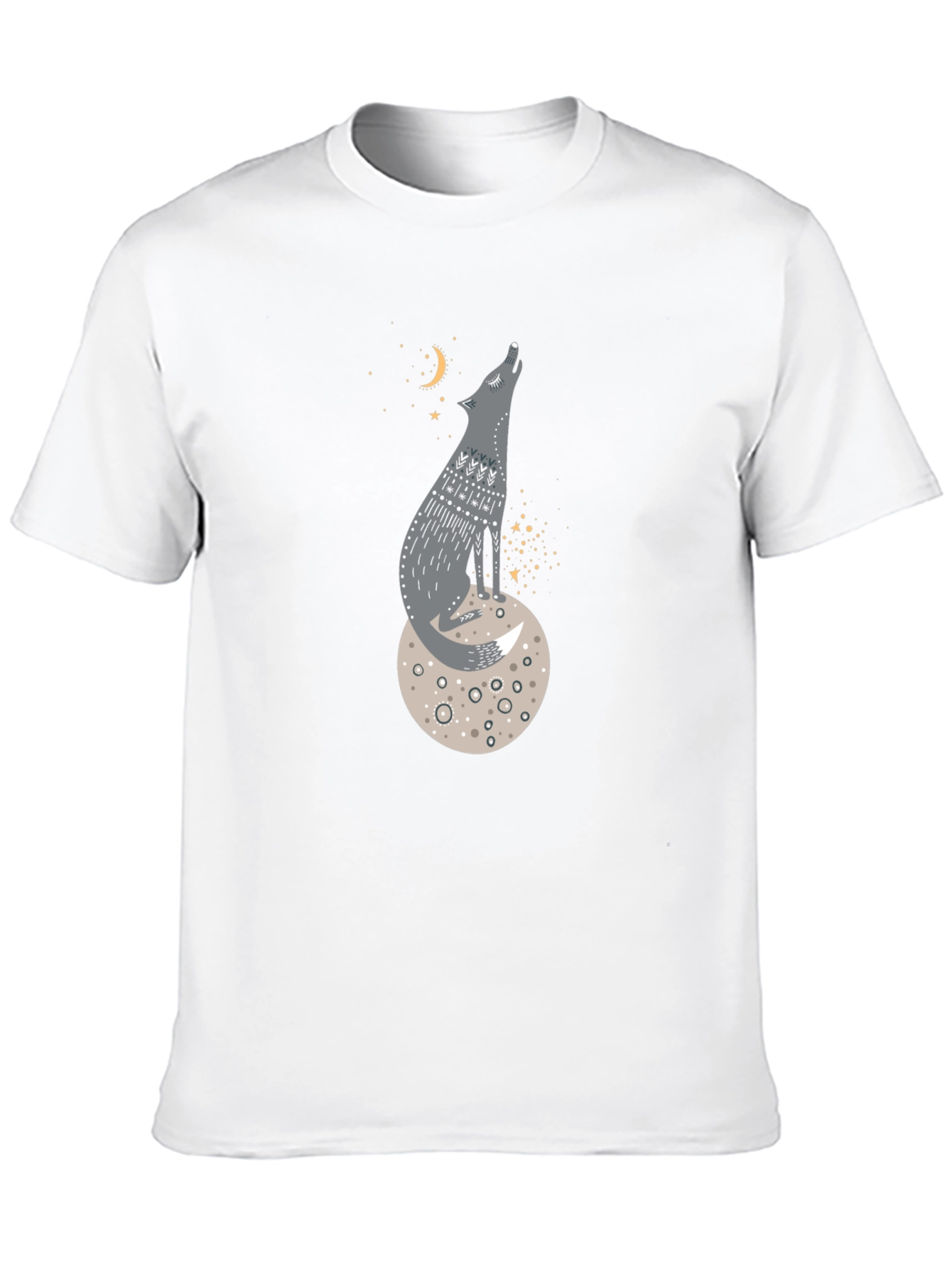 Wolf on Moon Graphic Tee - Black Cotton T-Shirt