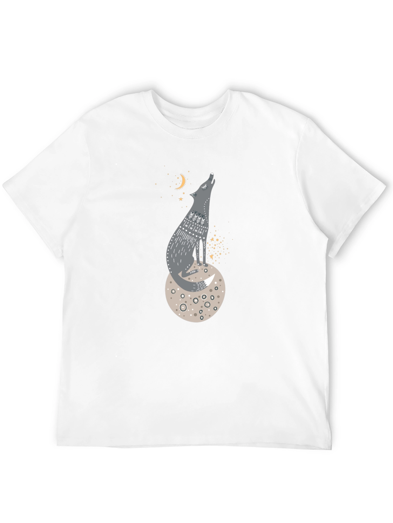 Wolf on Moon Graphic Tee - Black Cotton T-Shirt