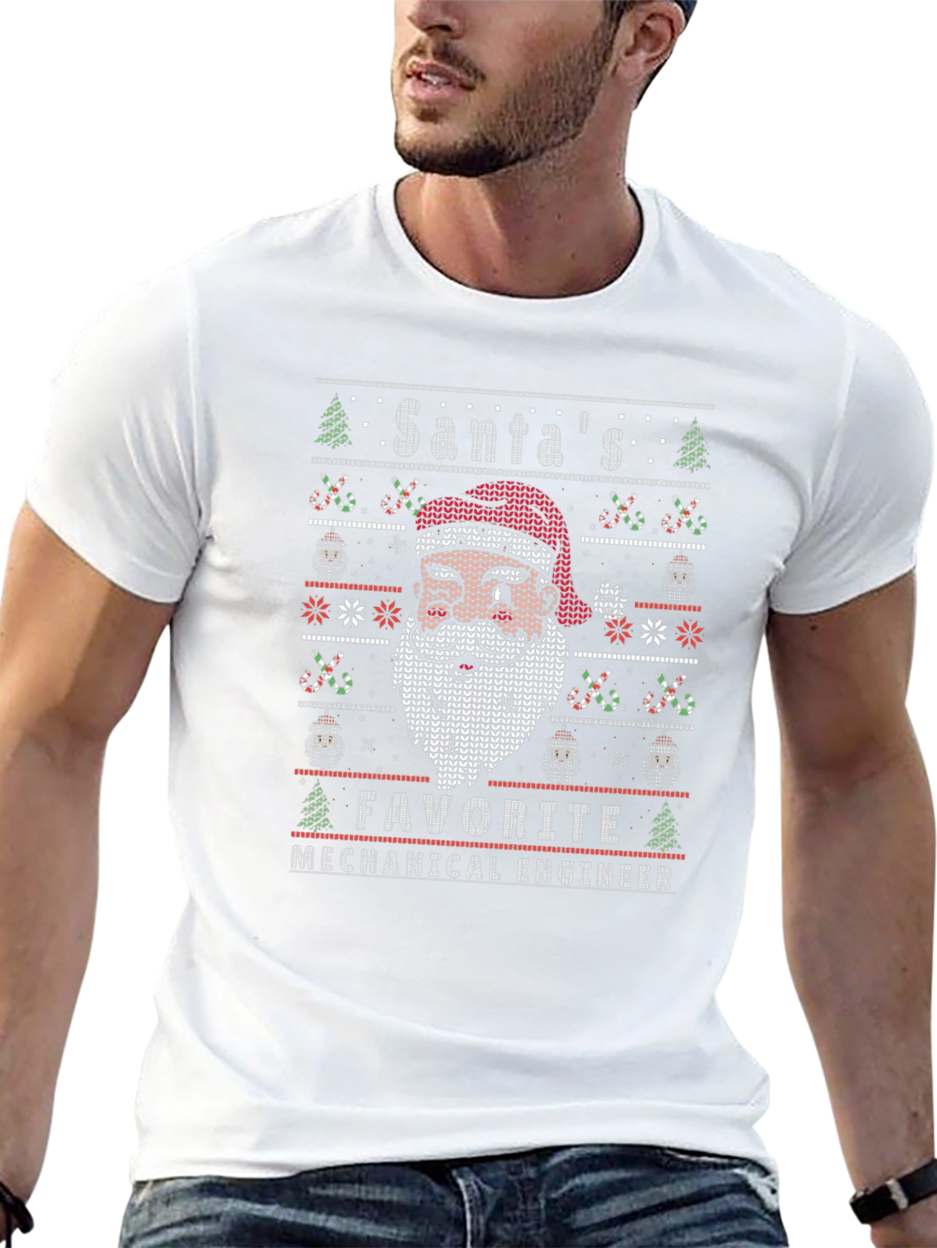Santas Favorite Mechanical Engineer Ugly Christmas Sweater T-Shirt