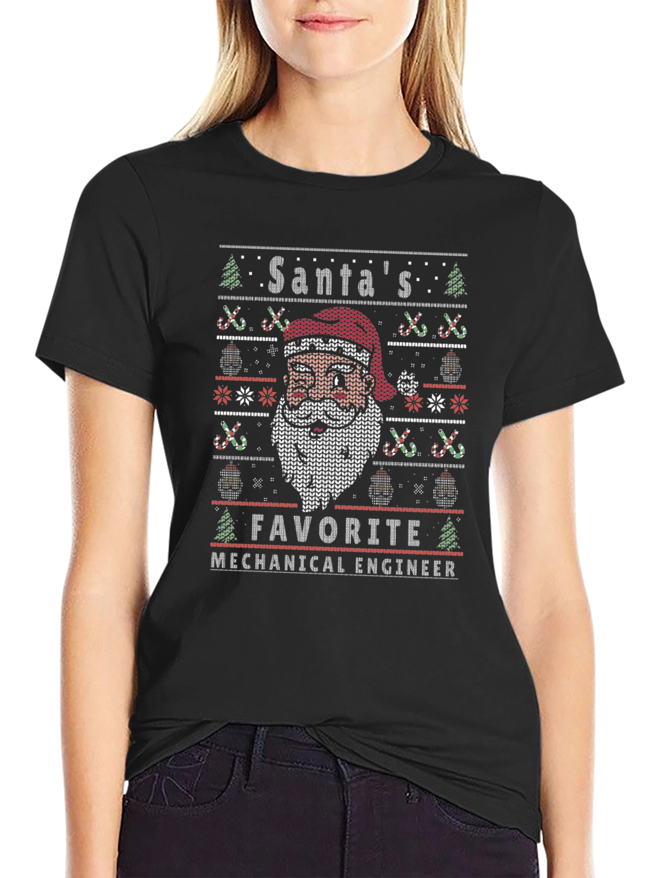Santas Favorite Mechanical Engineer Ugly Christmas Sweater T-Shirt