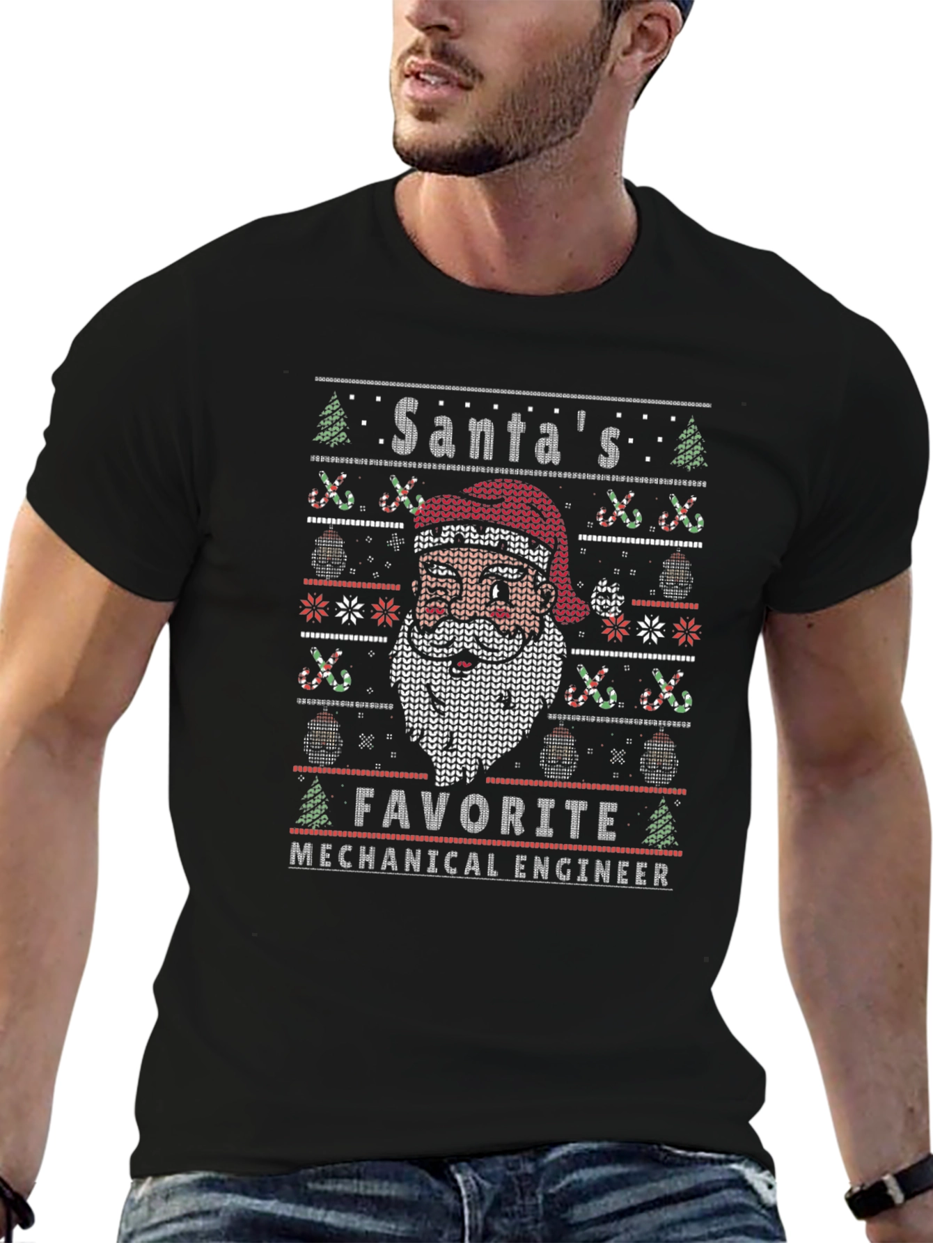 Santas Favorite Mechanical Engineer Ugly Christmas Sweater T-Shirt