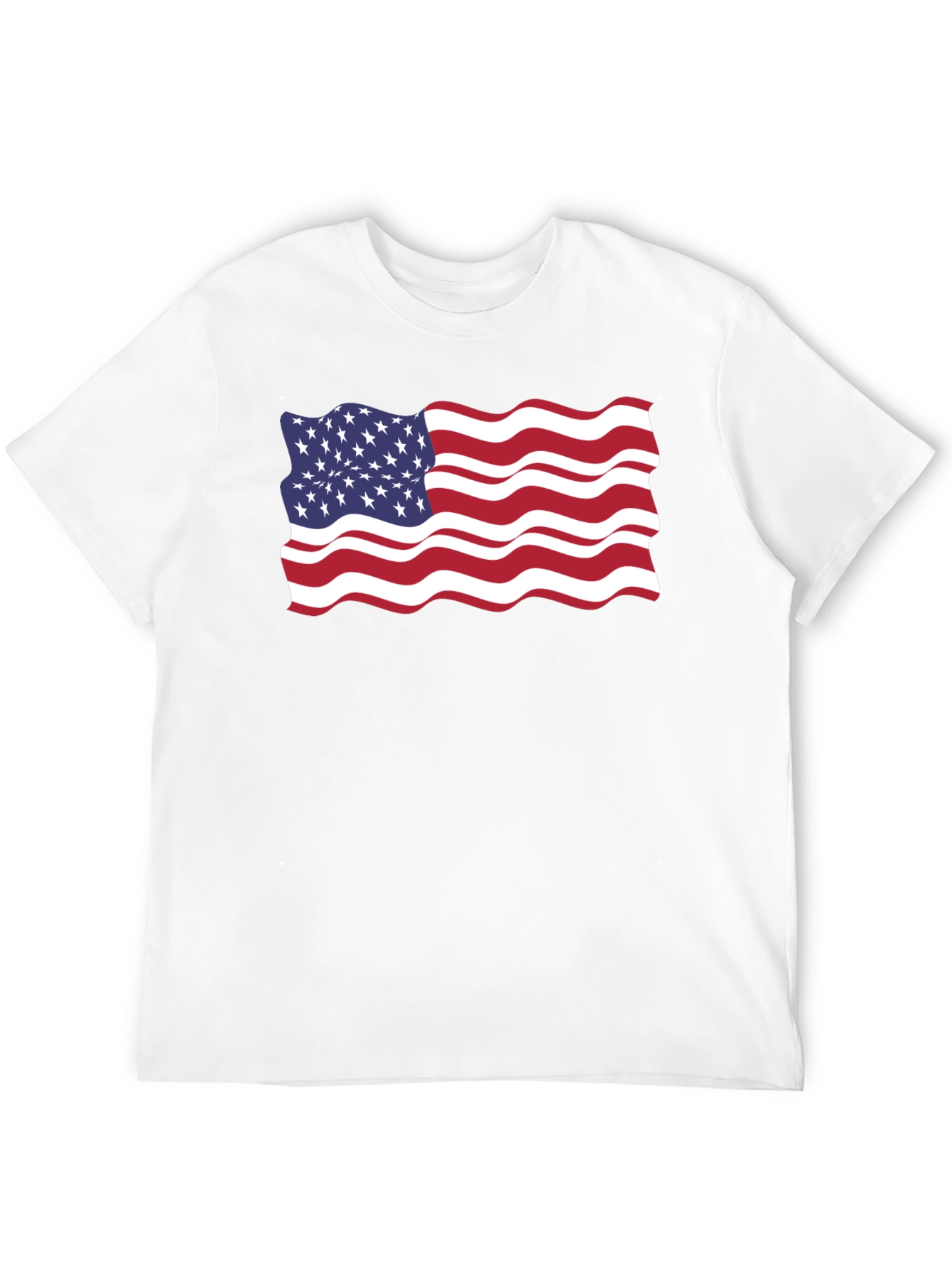 American Flag Wavy Graphic Tee - Patriotic Style