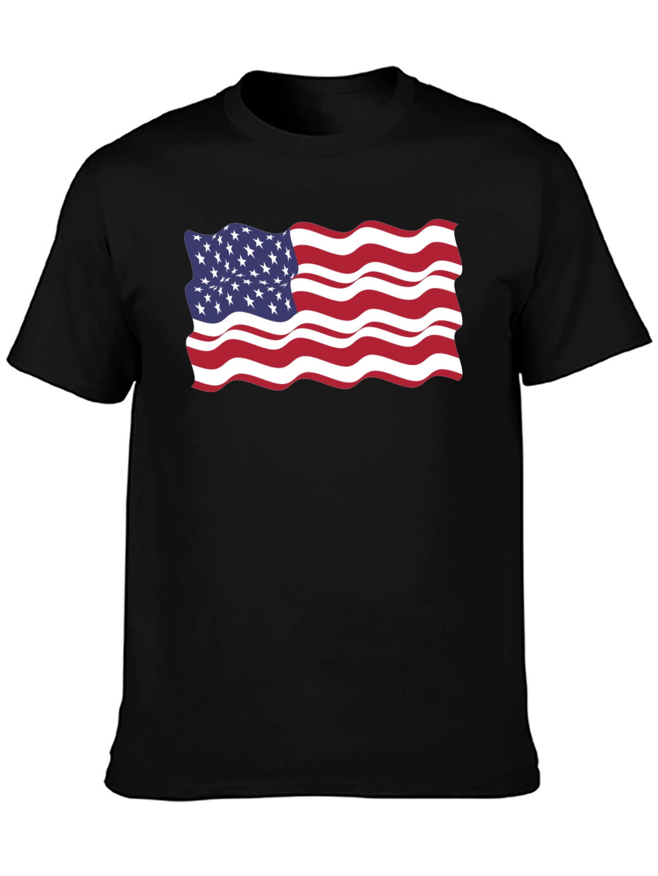 American Flag Wavy Graphic Tee - Patriotic Style