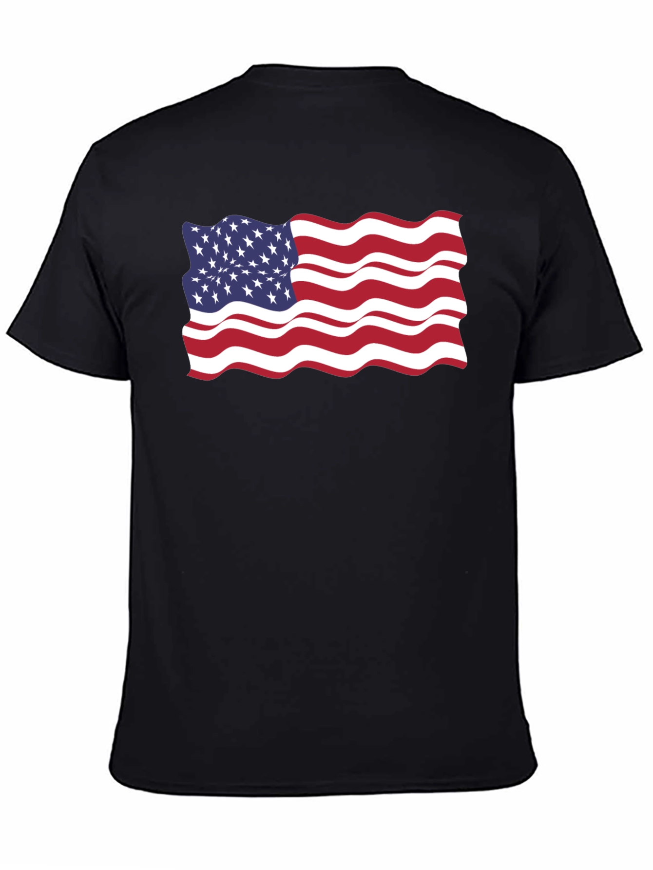 American Flag Wavy Graphic Tee - Patriotic Style