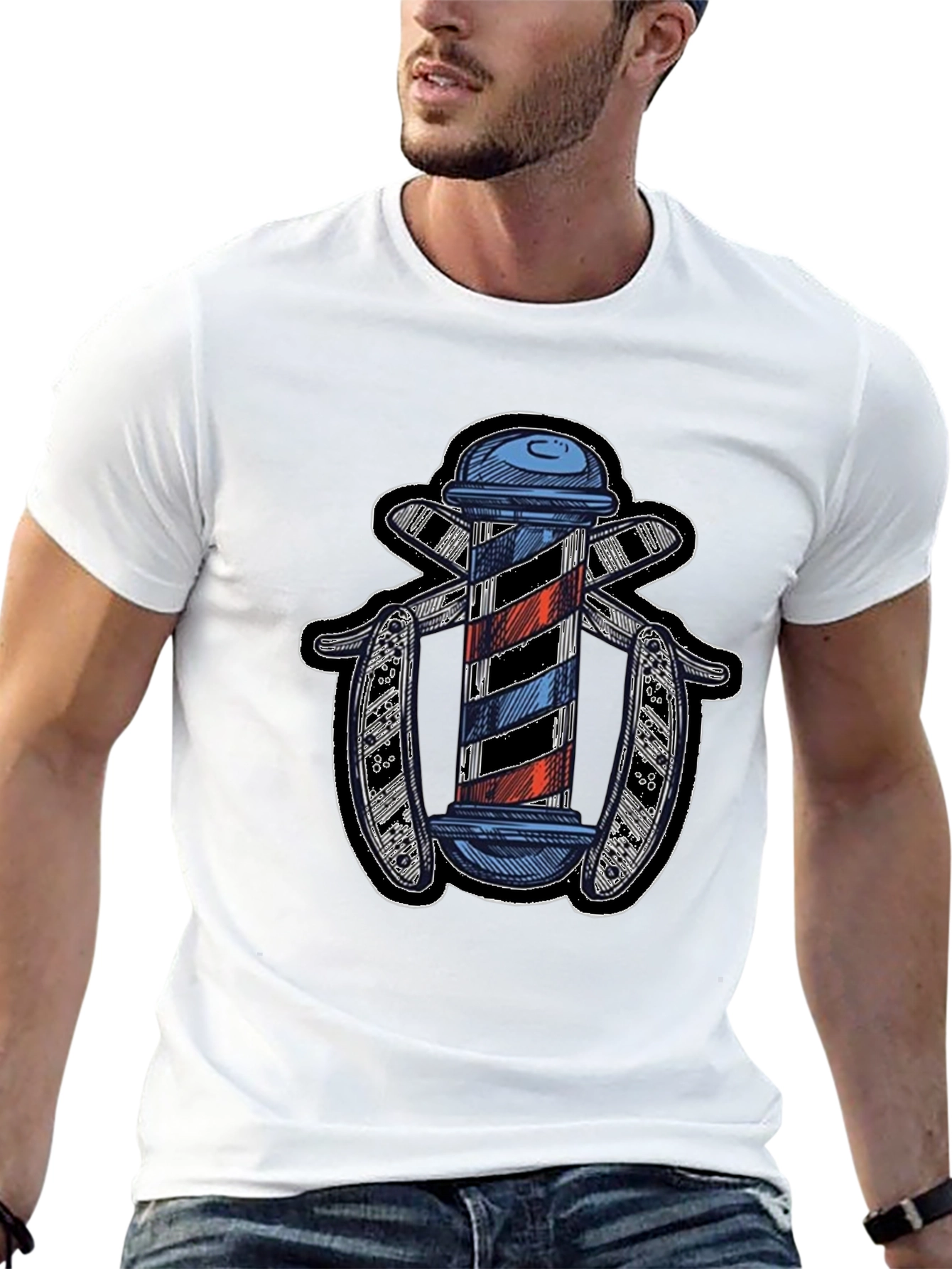 Barber Pole Razor Graphic Tee
