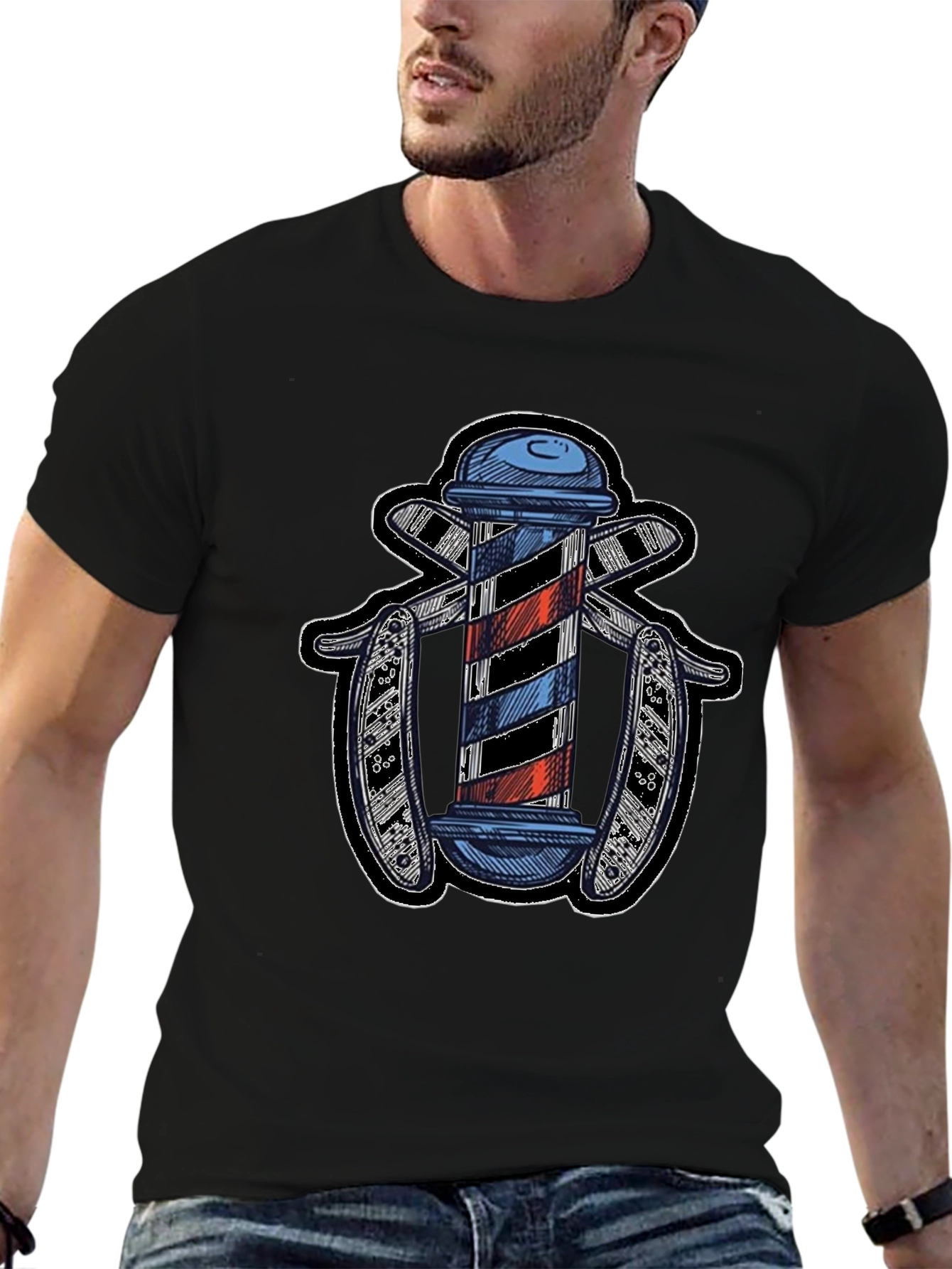 Barber Pole Razor Graphic Tee