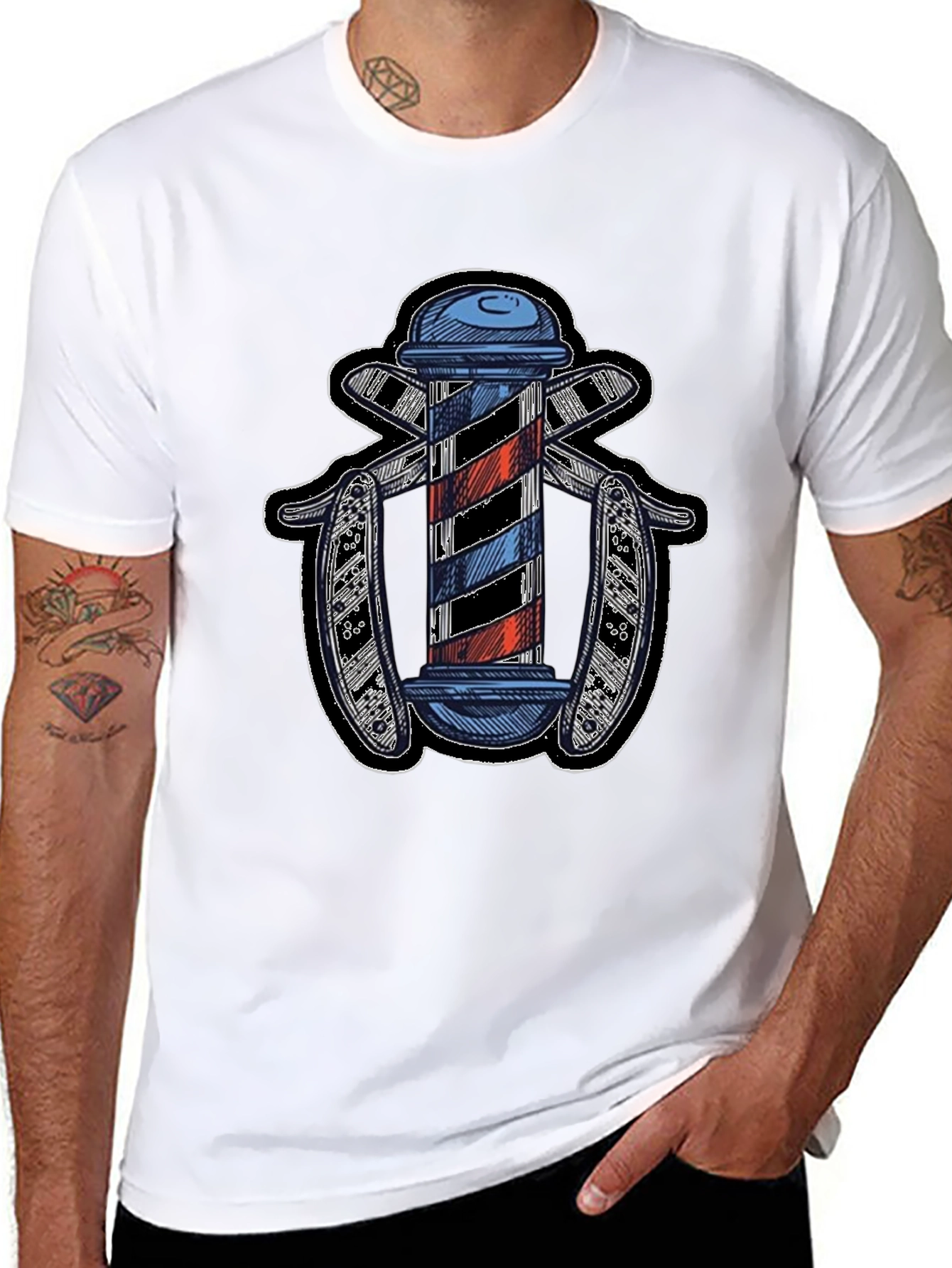 Barber Pole Razor Graphic Tee
