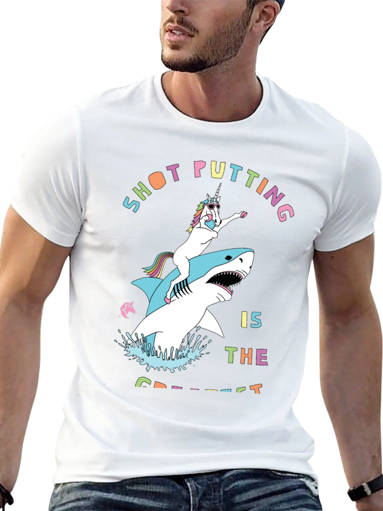 Shot Putting Unicorn Shark T-Shirt