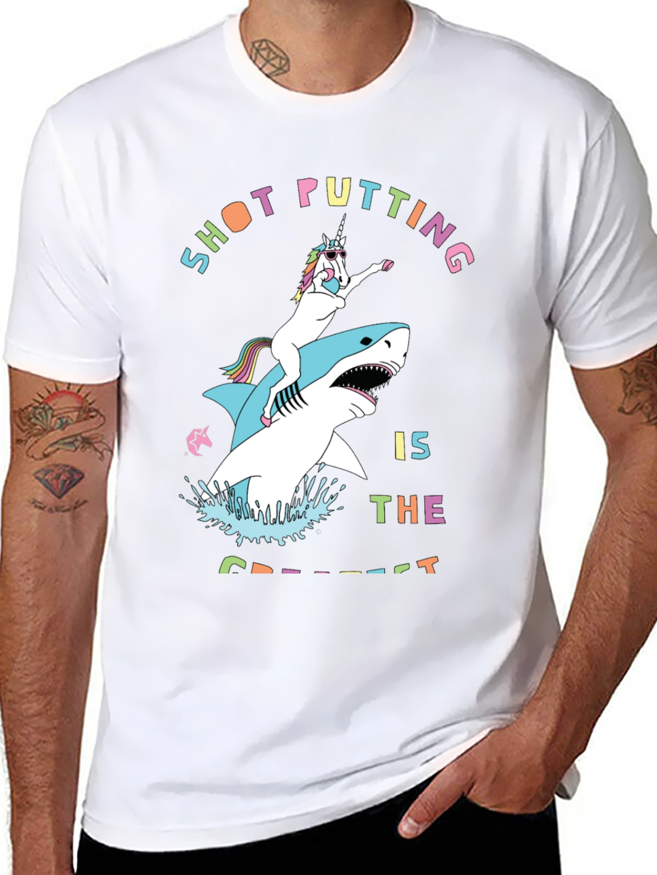 Shot Putting Unicorn Shark T-Shirt