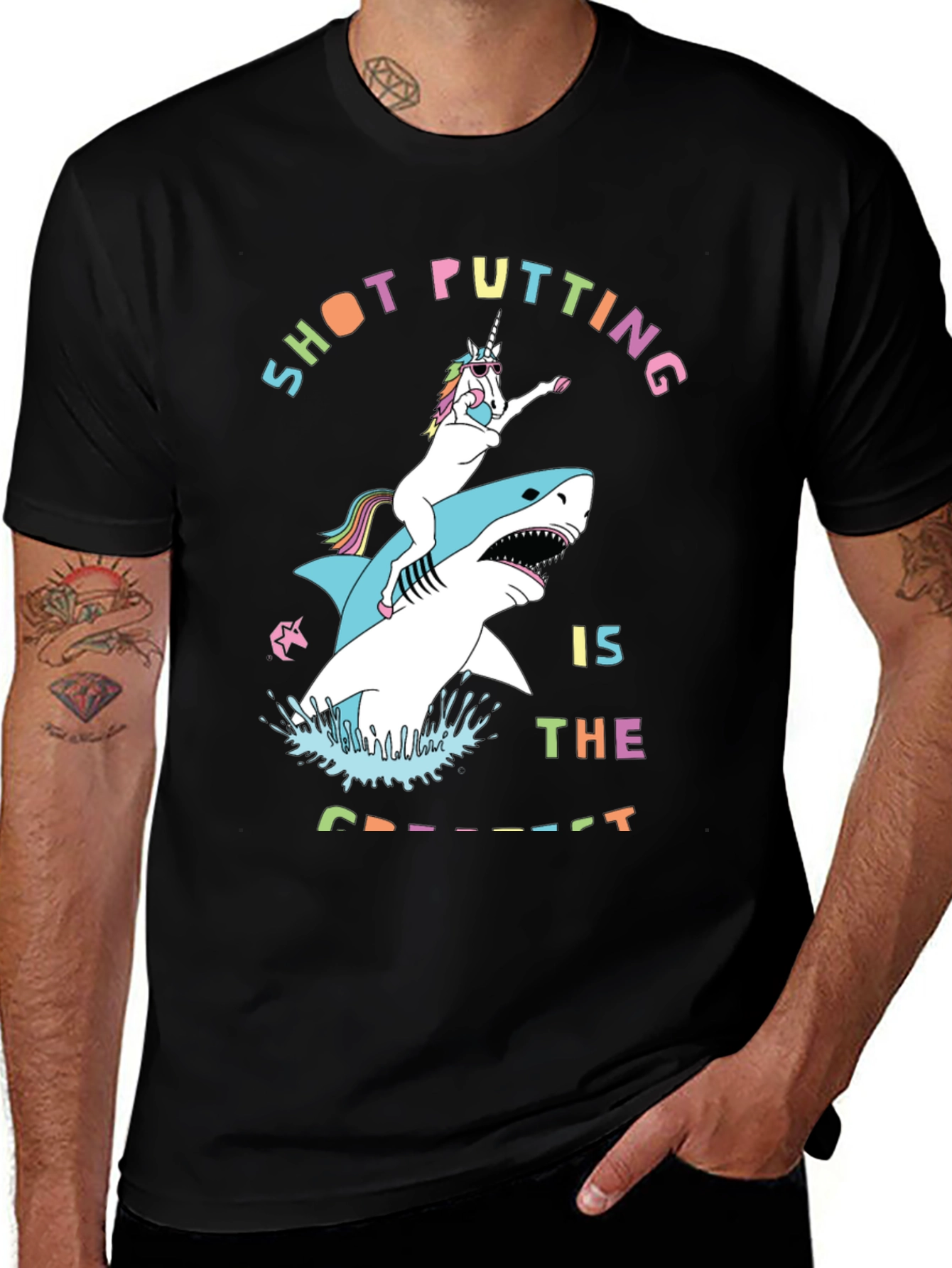 Shot Putting Unicorn Shark T-Shirt