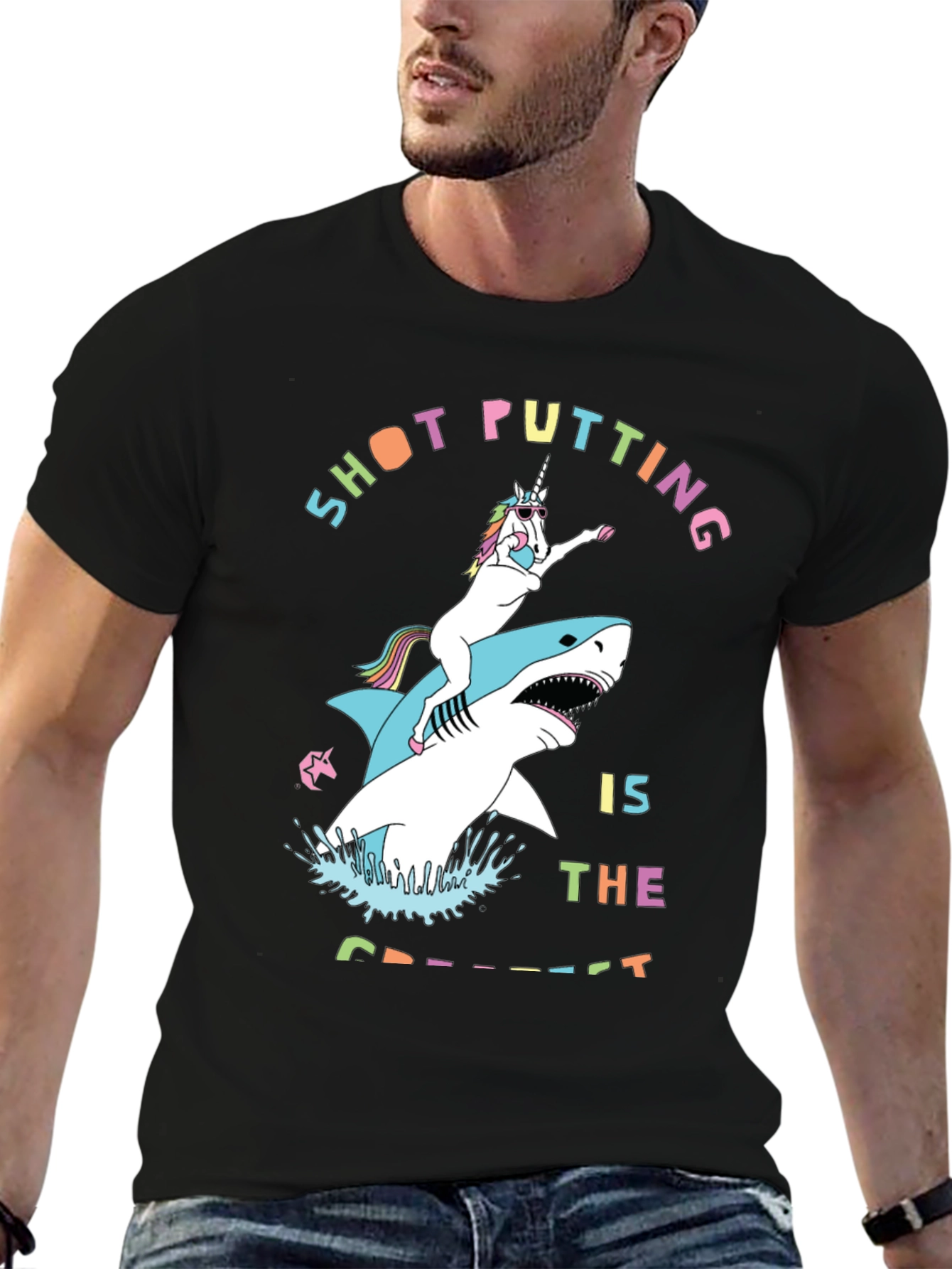 Shot Putting Unicorn Shark T-Shirt