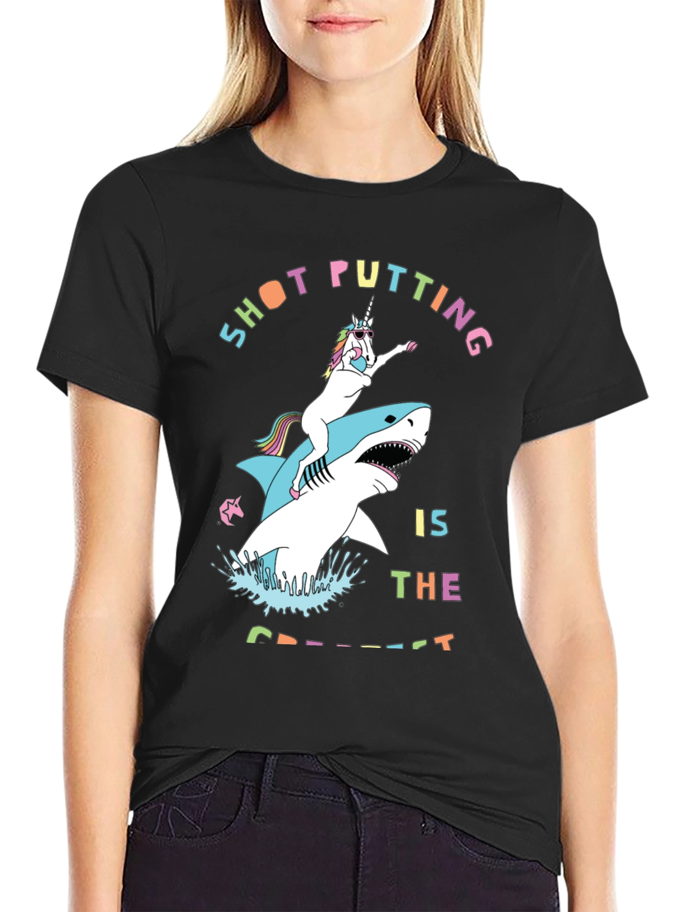 Shot Putting Unicorn Shark T-Shirt