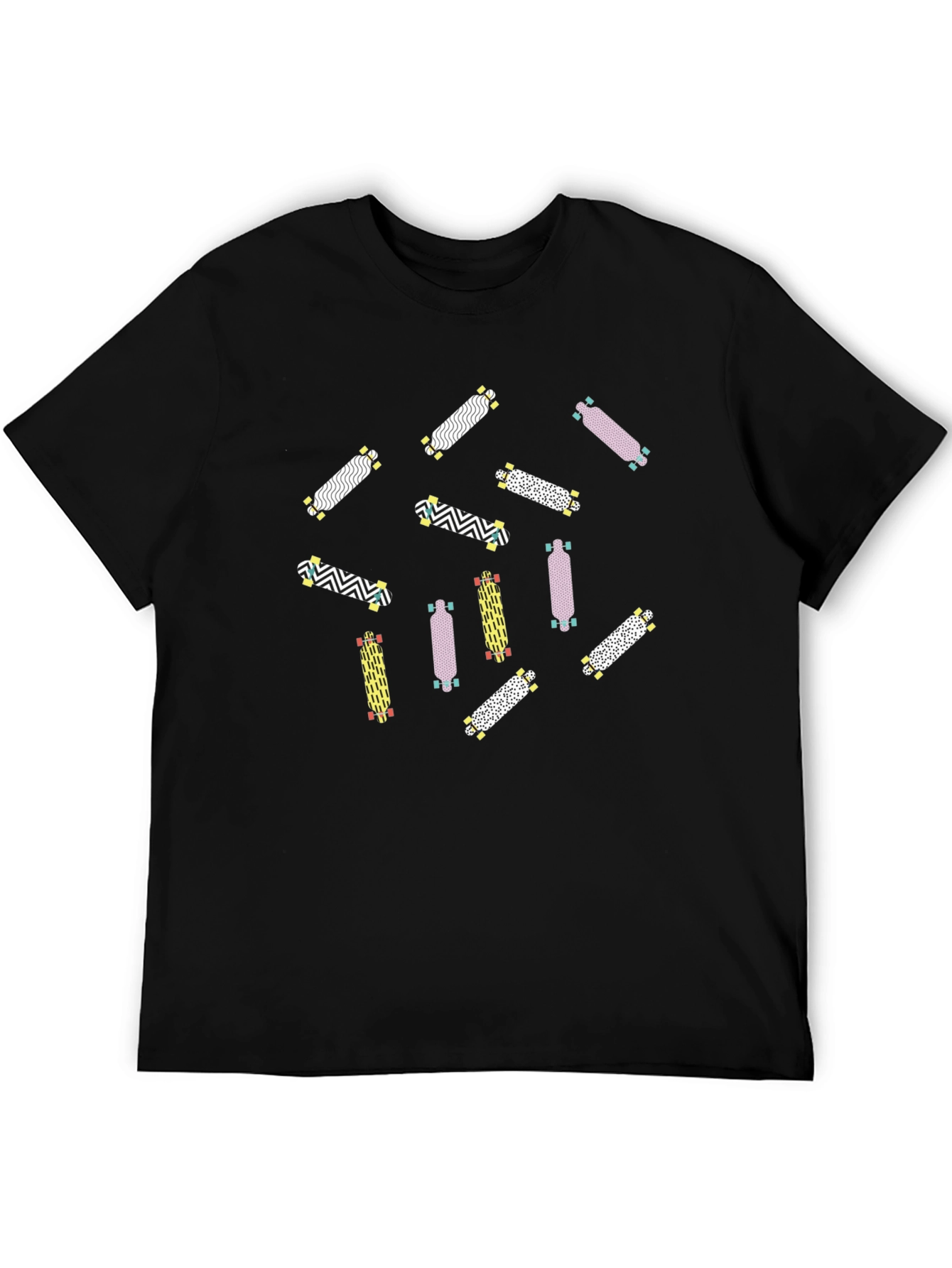 Skateboard Patterned Black Tee