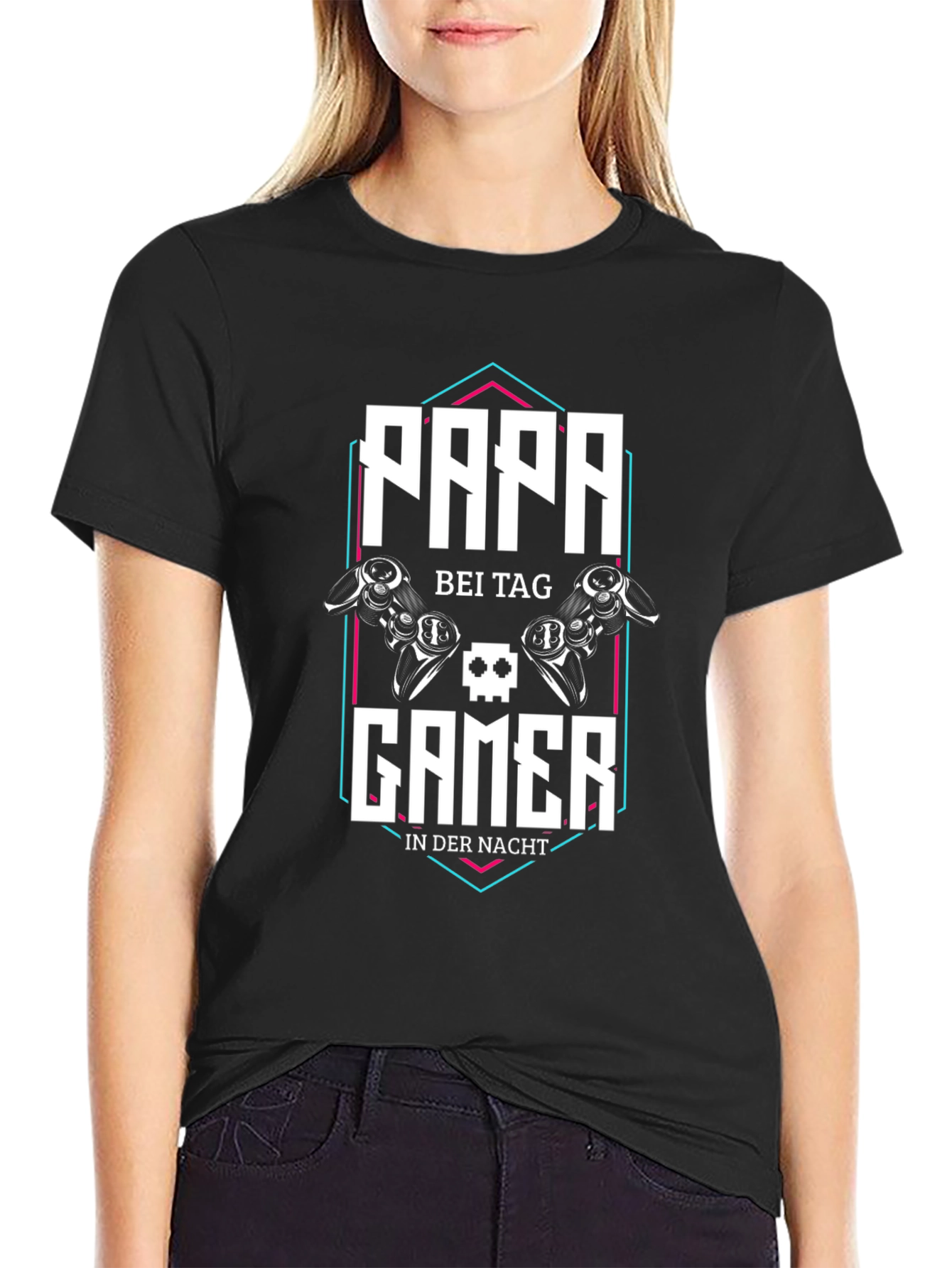 Papa Gamer T-Shirt - Day/Night Gaming Dad Tee