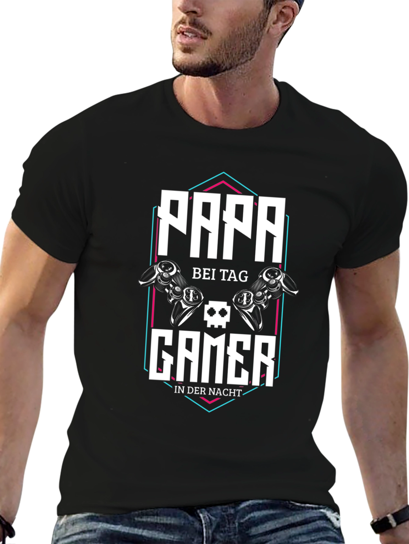 Papa Gamer T-Shirt - Day/Night Gaming Dad Tee