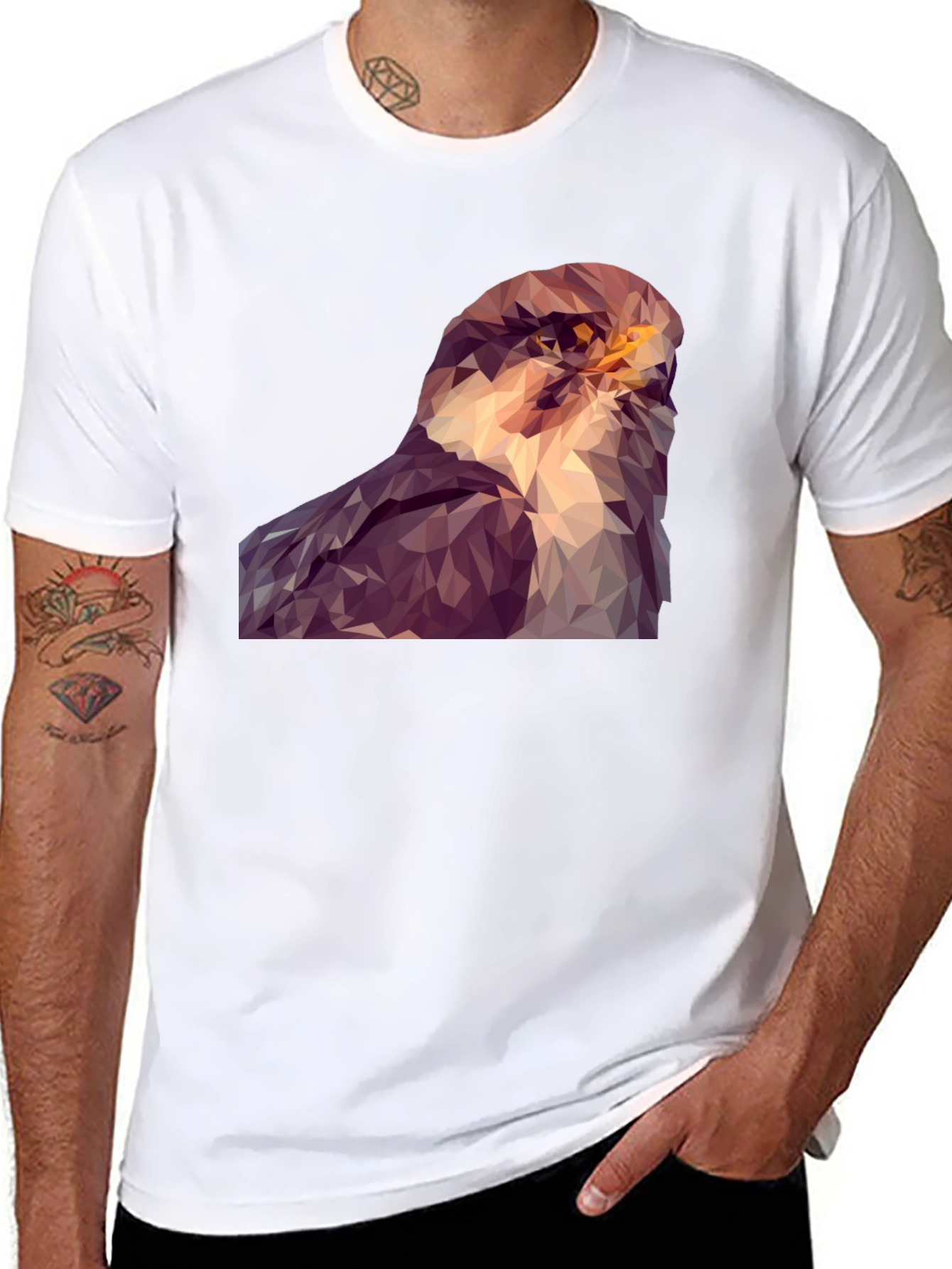 Abstract Hawk Graphic Tee - Modern Bird Art Shirt
