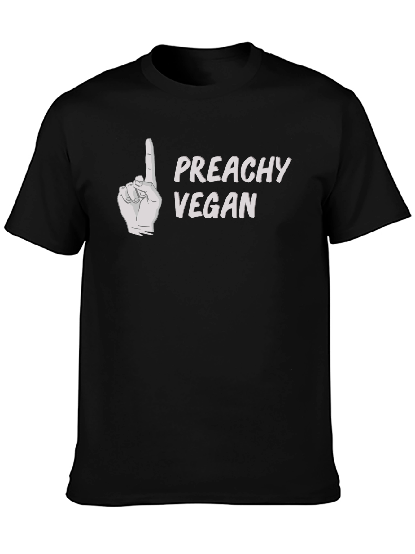 Preachy Vegan Graphic T-Shirt - Black Crew Neck