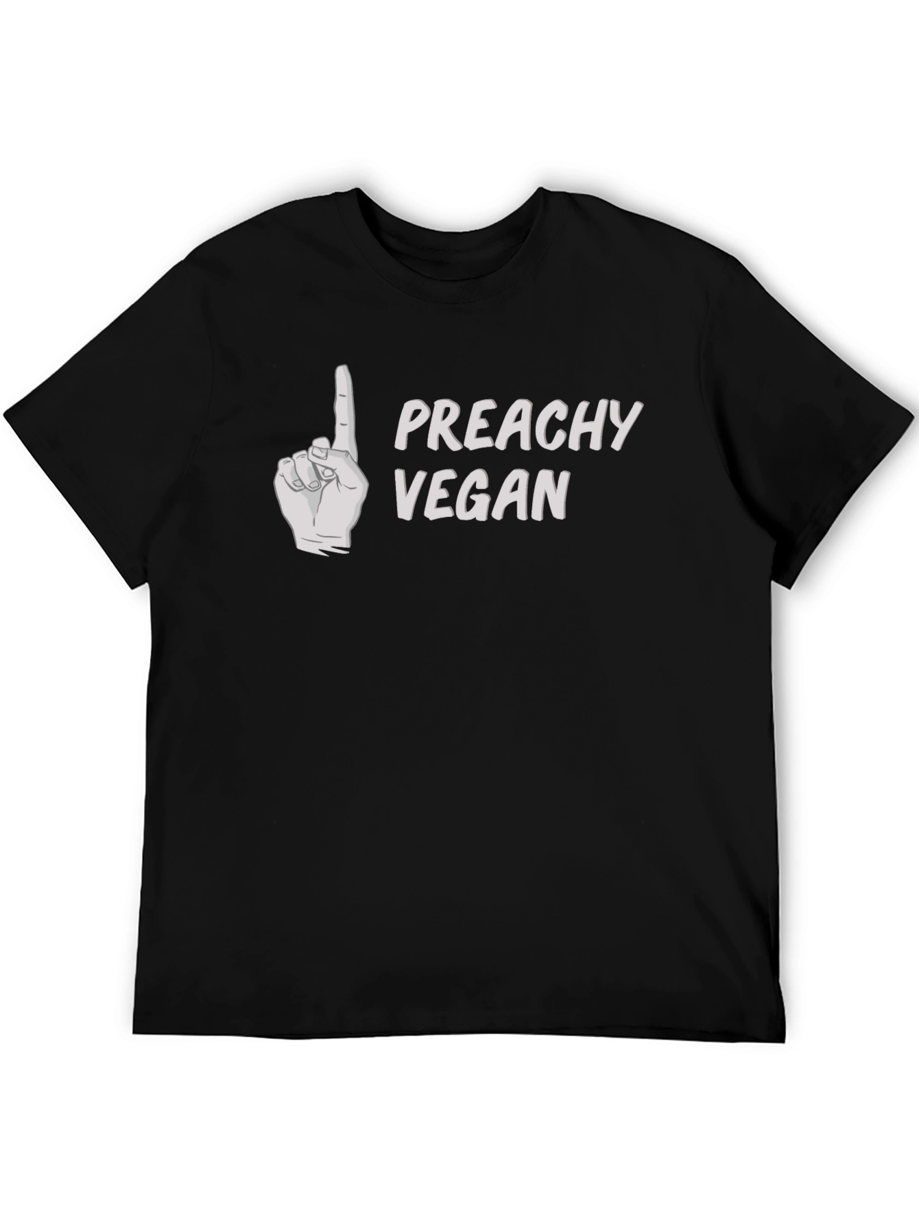 Preachy Vegan Graphic T-Shirt - Black Crew Neck
