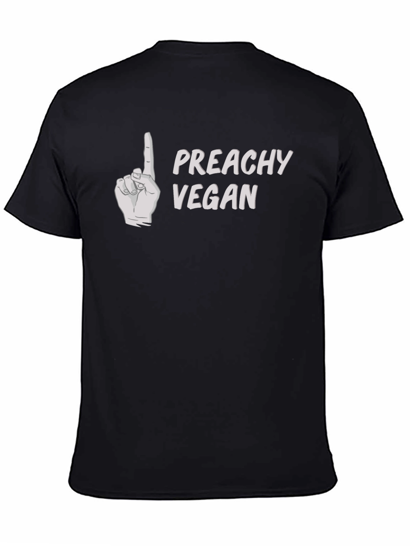 Preachy Vegan Graphic T-Shirt - Black Crew Neck