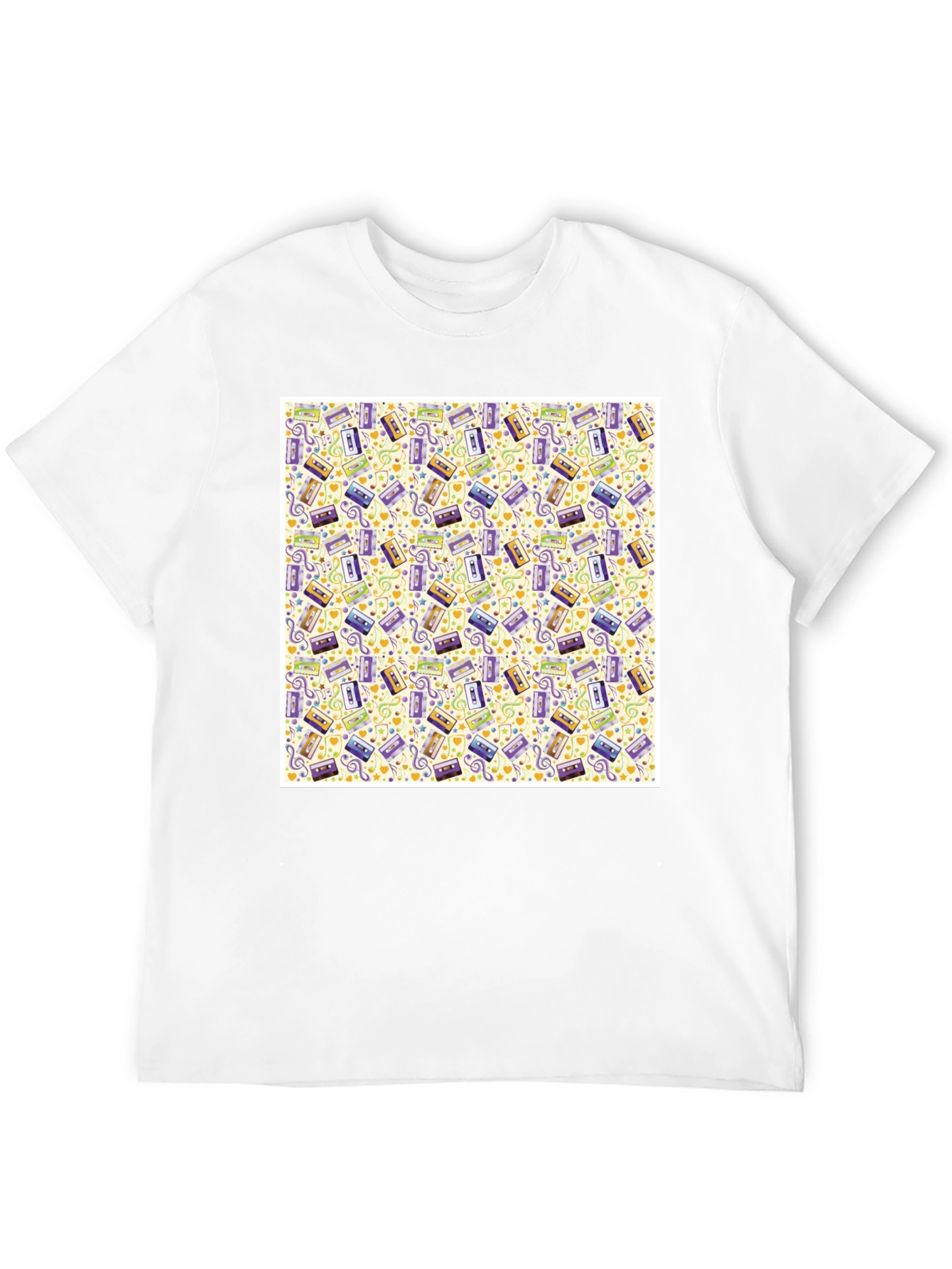 Retro Cassette Tape Pattern T-Shirt