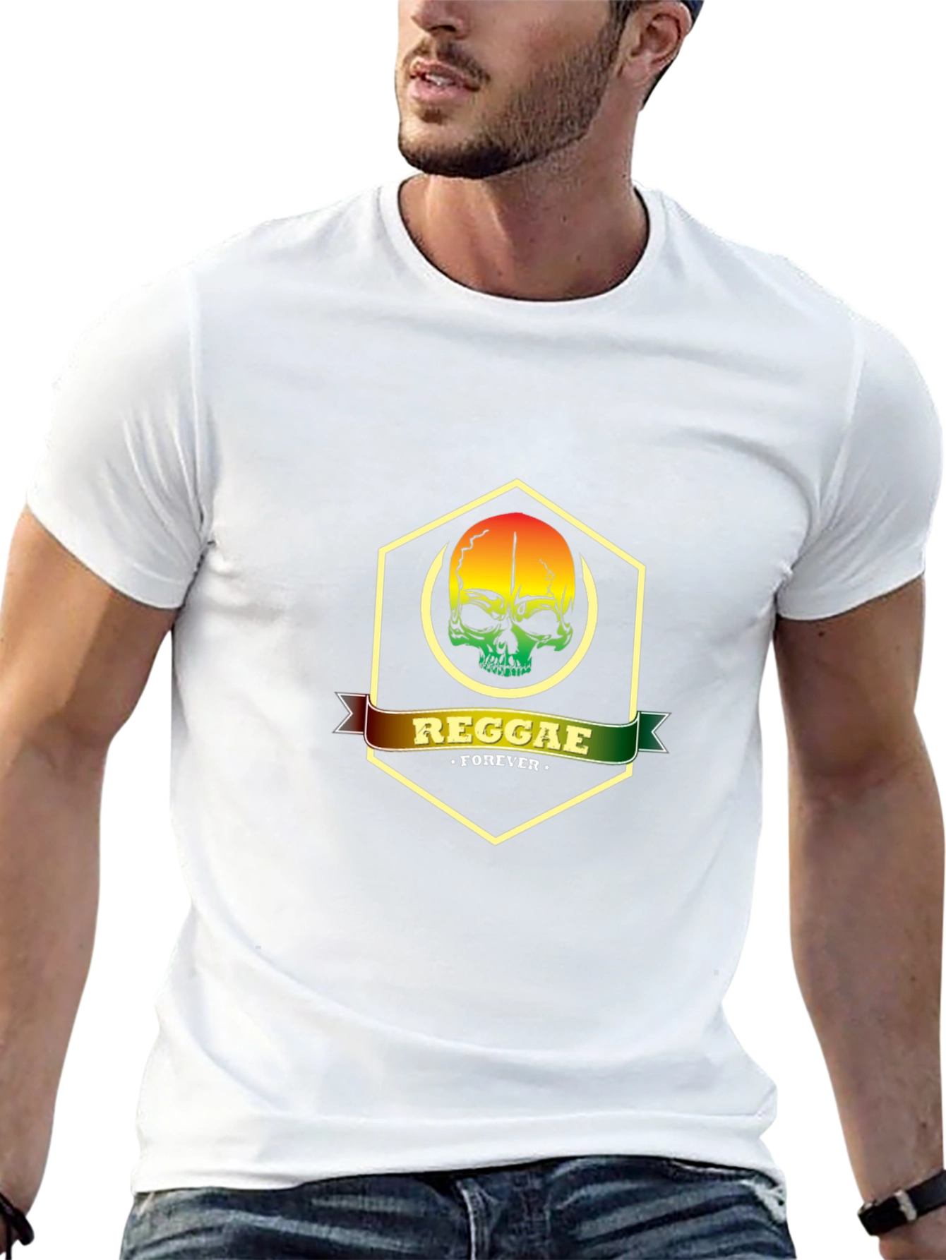 Reggae Forever Skull Graphic Tee - Black