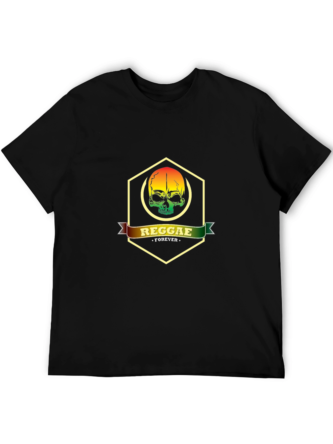 Reggae Forever Skull Graphic Tee - Black