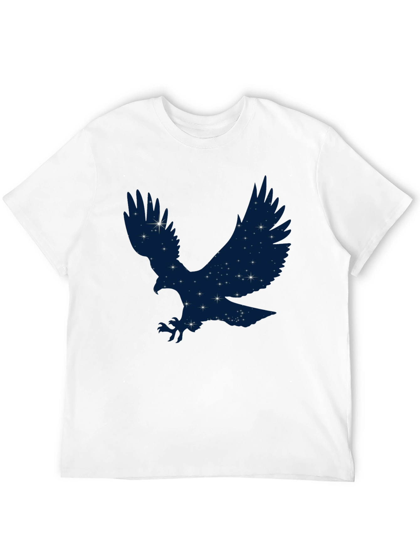 Starry Eagle Graphic Tee - Soft Black Cotton T-Shirt