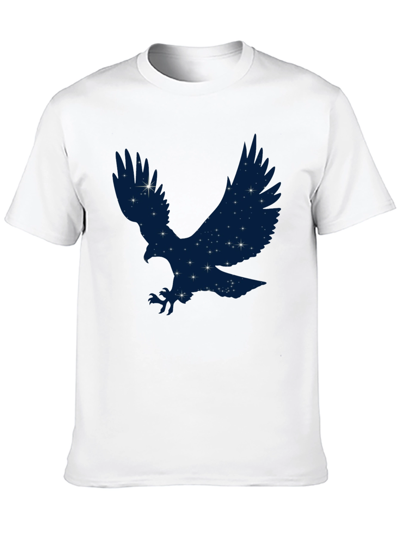 Starry Eagle Graphic Tee - Soft Black Cotton T-Shirt