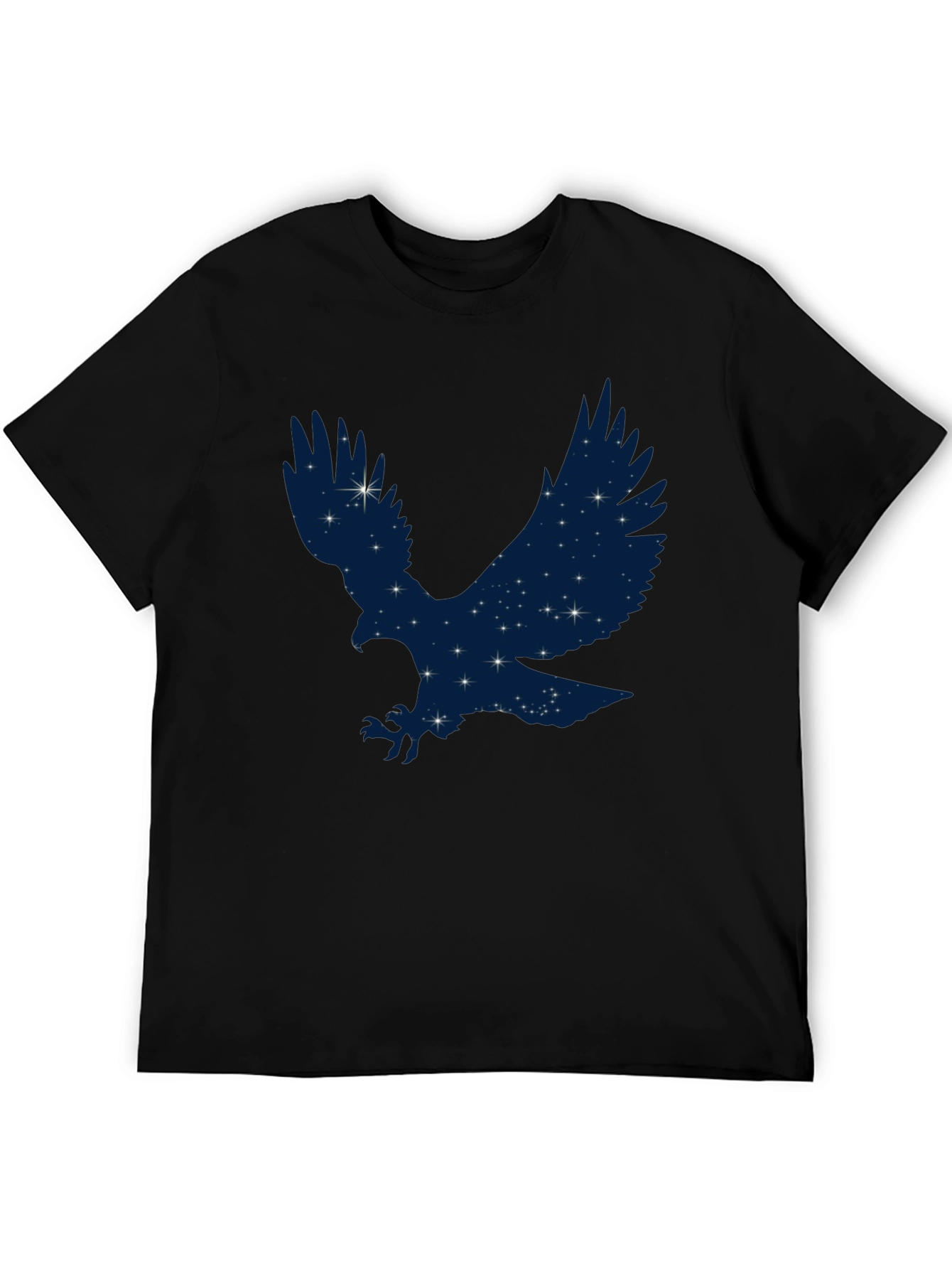Starry Eagle Graphic Tee - Soft Black Cotton T-Shirt