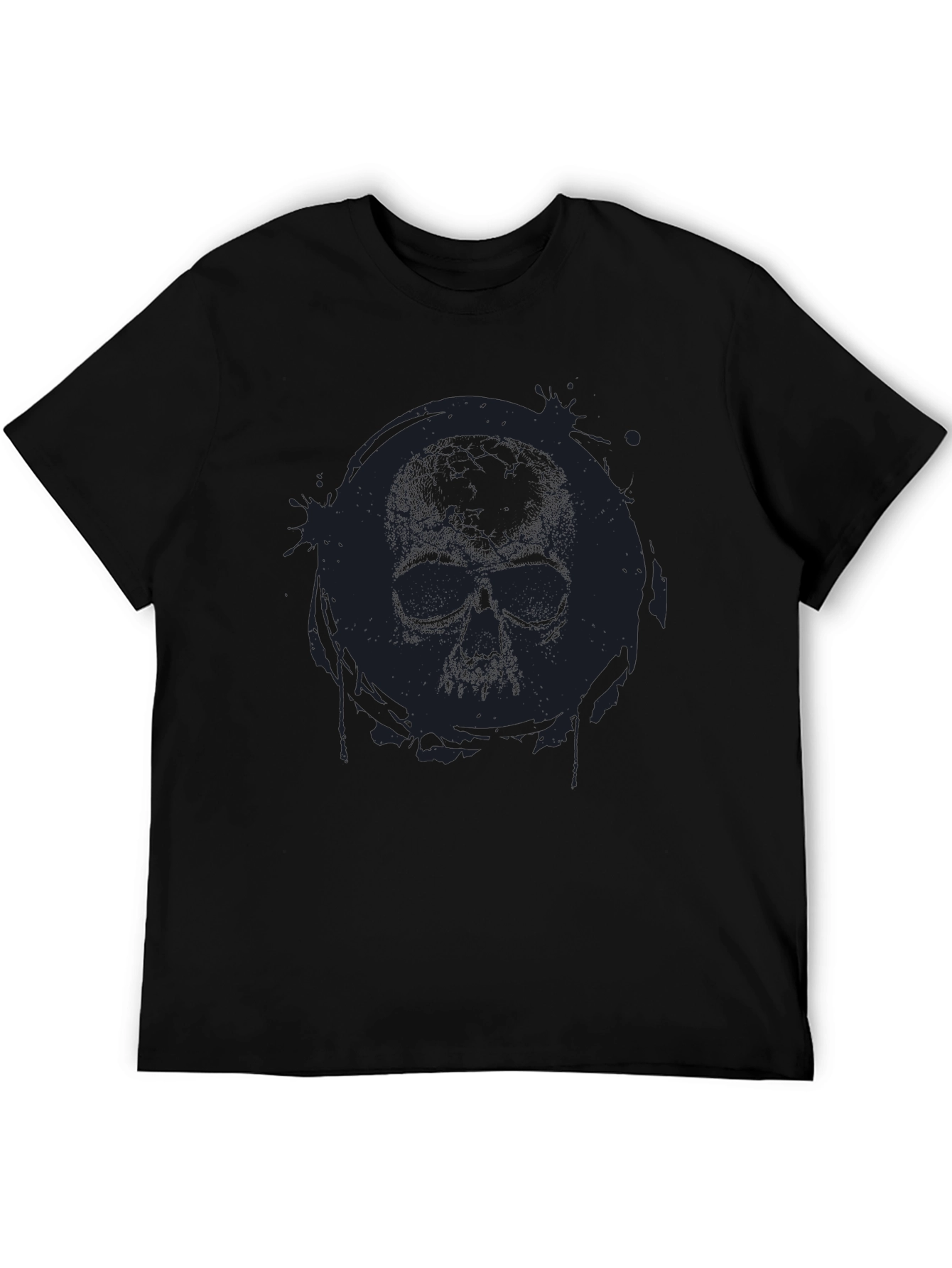 Skull Graphic Print Mens Black T-Shirt