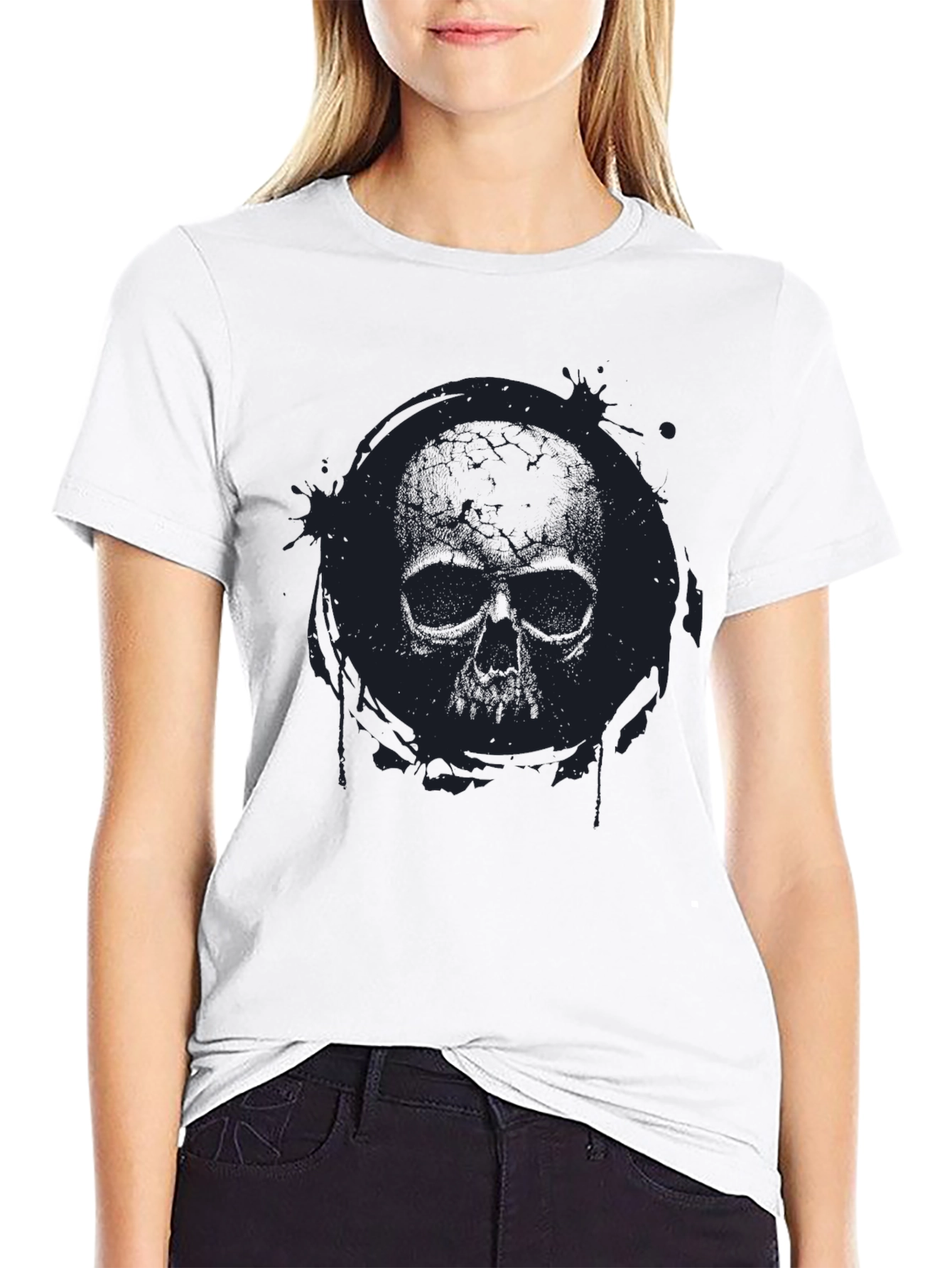 Skull Graphic Print Mens Black T-Shirt