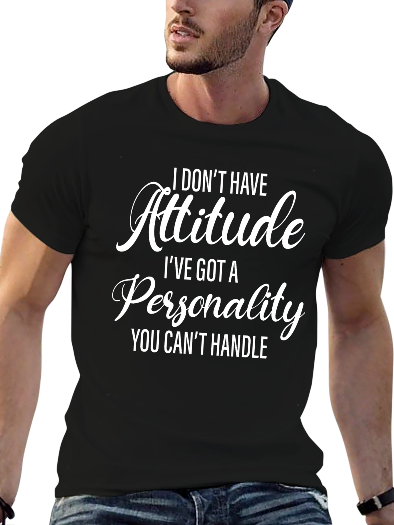 Attitude Personality Mens Black T-Shirt