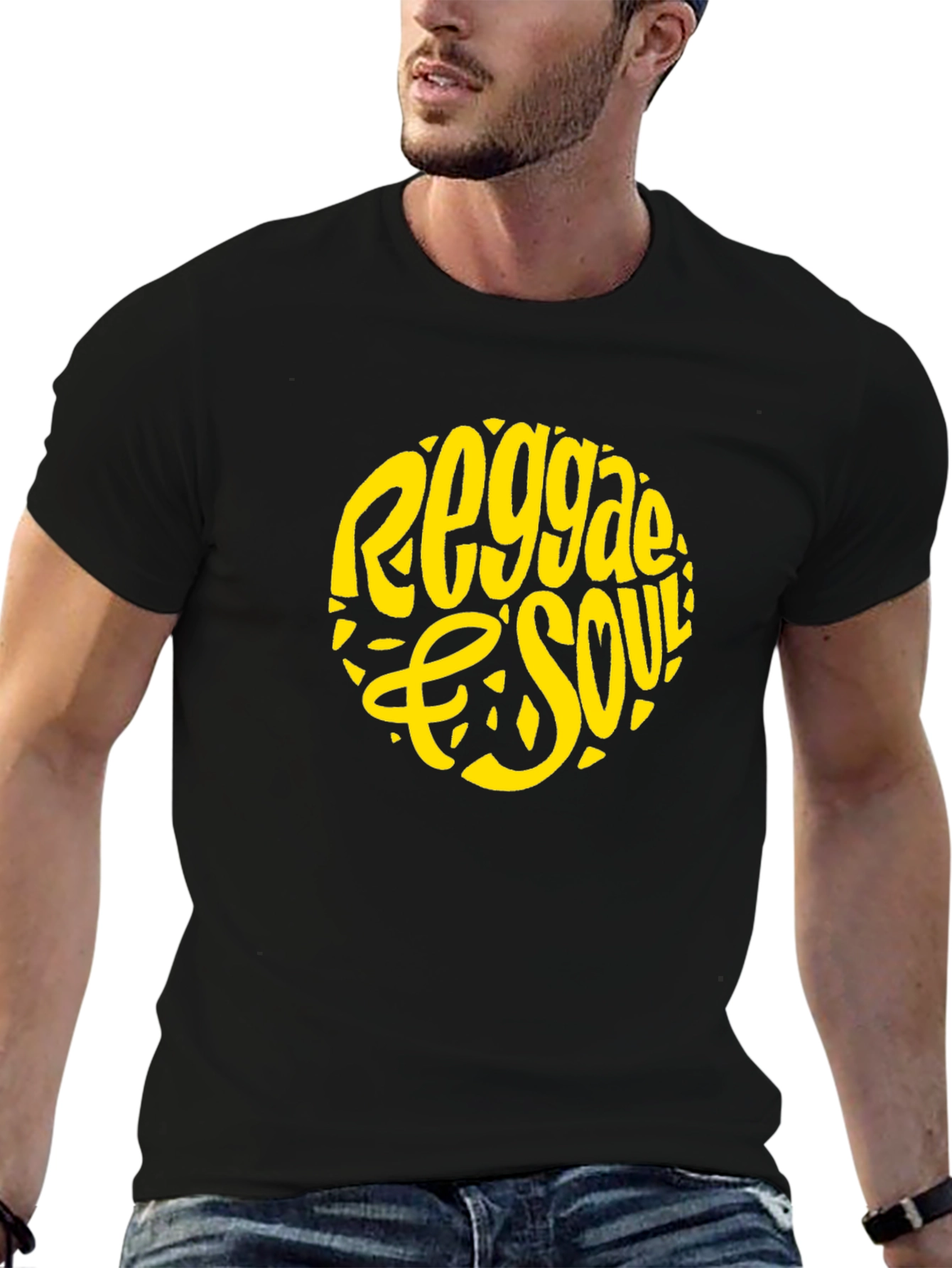 Reggae & Soul Graphic Tee - Black Cotton T-Shirt