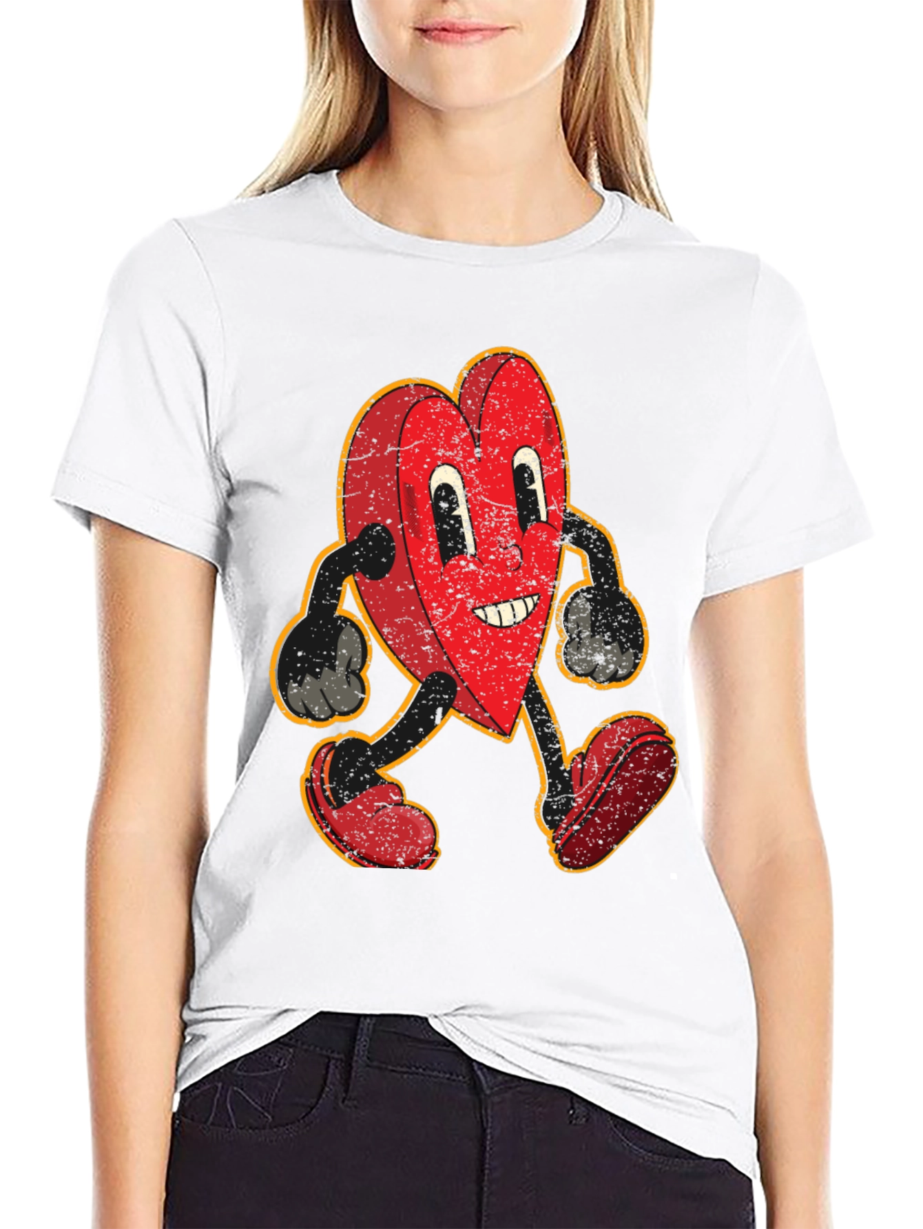 Retro Heart Cartoon Graphic T-Shirt