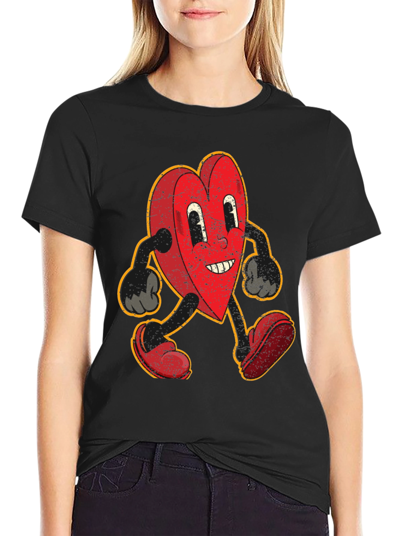 Retro Heart Cartoon Graphic T-Shirt